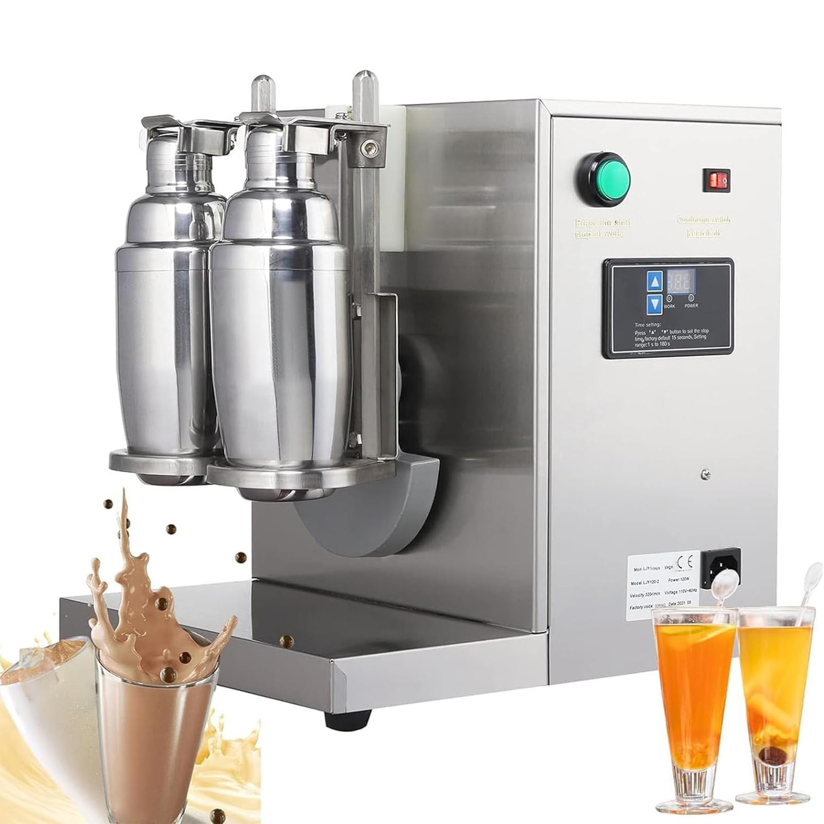 Shaker automatique de thé au lait, Shaker Machine pour thé/thé au lait, thé au lait électrique à double cadre et shaker à cocktail, vitesse de secouage 340R/min