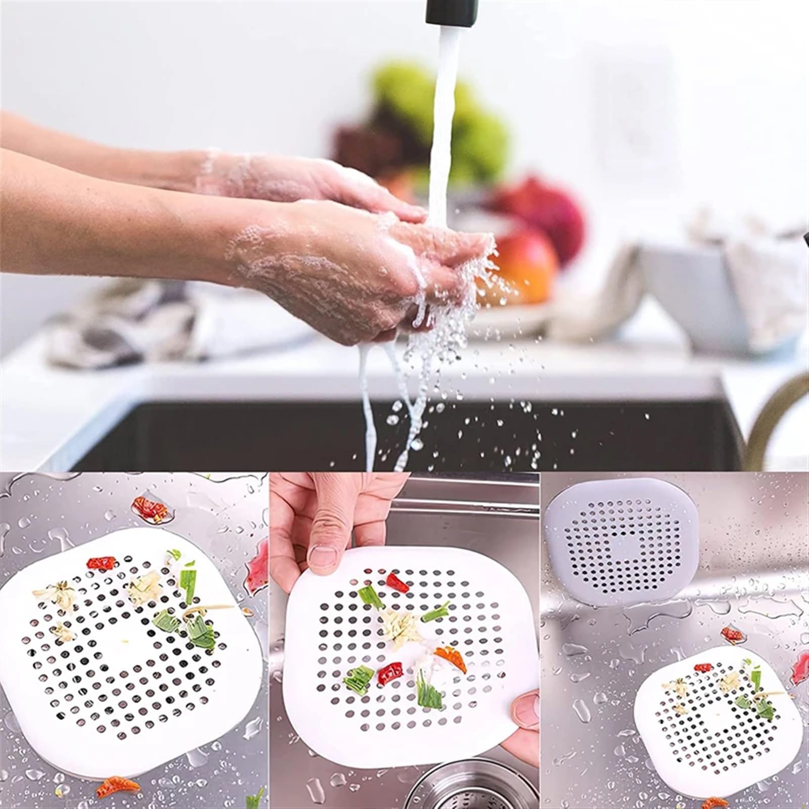 Filtro de Fregadero, Junta de Sellado antiobstrucción, Filtro de Suelo para baño, Tapa de Drenaje