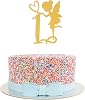 Fairy First Birthday Cake Topper - Golden Glitter Happy Birthday Cake Decoration Suitable For Party, 1st Birthday Decorations