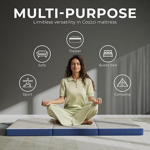 Miniatura 27 de Colchón plegable de espuma de tres pliegues, ligero y portátil, cama multiuso y esterilla de yoga – compacto y de fácil almacenamiento – cubierta