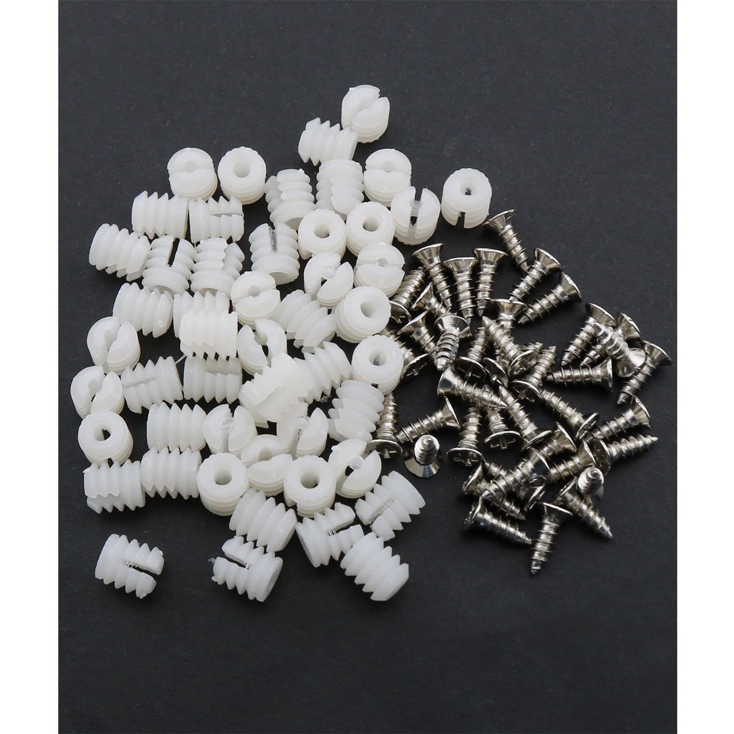 Heyous 50 Sets White Plastic Hinge Dowel Inserts Dowels Hinge Core Self Tapping Screw Suitable for Restoring Cabinet Dressers Wooden Table Wooden