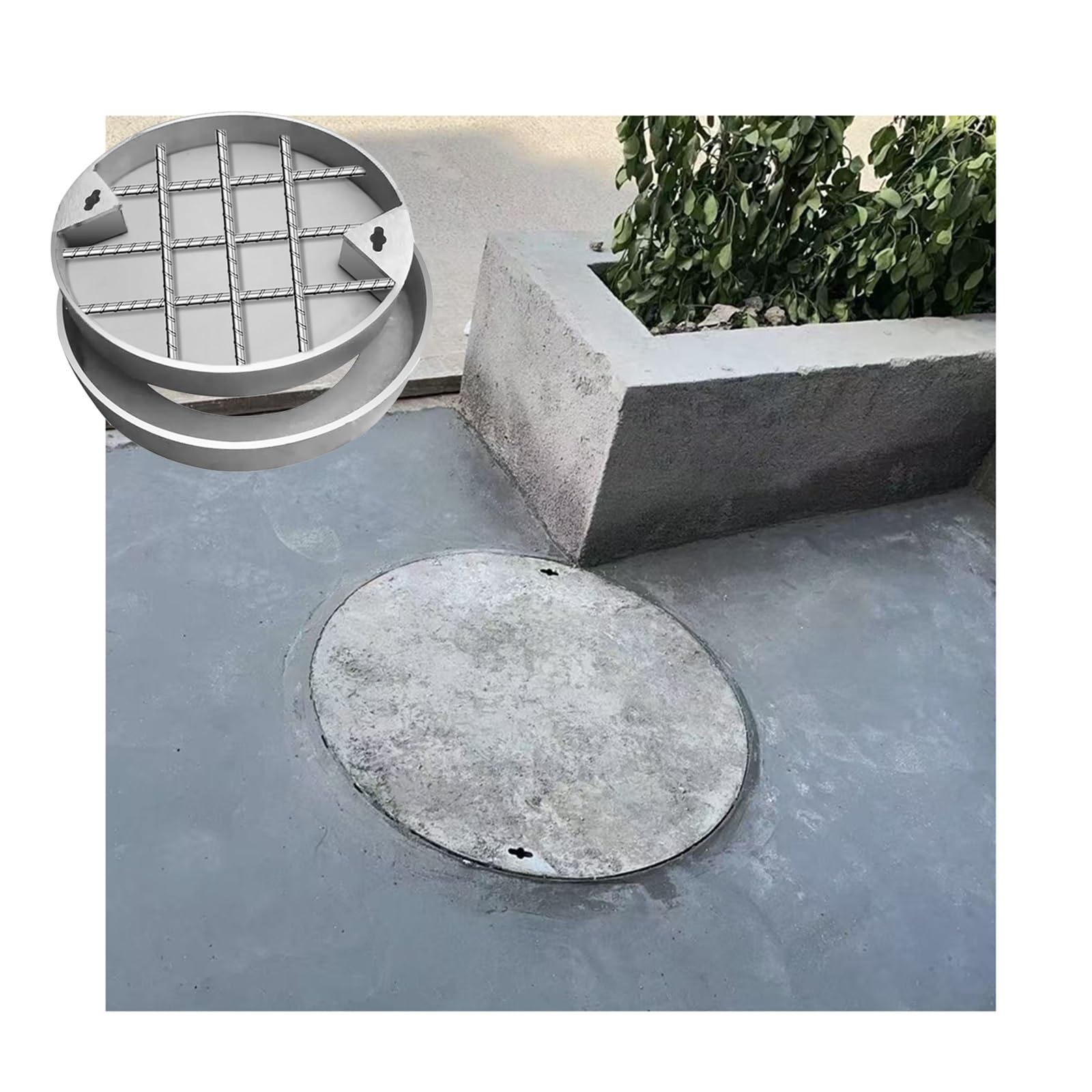 GJMSSMY Invisible Heavy-Duty Stainless Steel Round Access Cover, 70cm/27.6in Outdoor Drainage Lid, and Sleek Design for Seamless Integration in Landscaping and Construction.