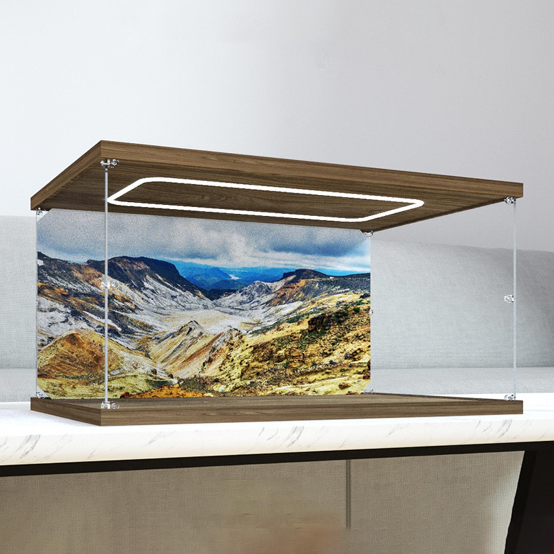 XNSHENGXAN Acrylic Transparent Display Box Compatible to Lego #42131 D11 Bulldozer (23.6*15.7*11.8in), Display Cases for Collectibles,3mm Lighting + Background