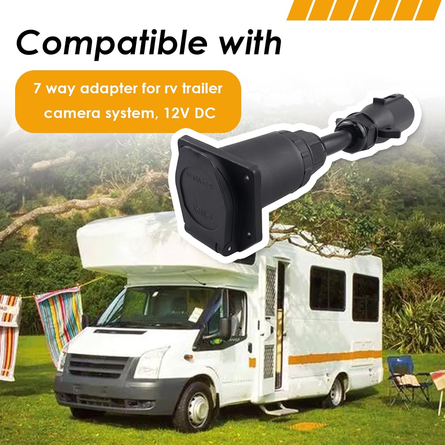 New Upgrade 2021132201 Connector Adapter with Power Switch Camera Adapter System 7 Pin for RV Trailer Camera System