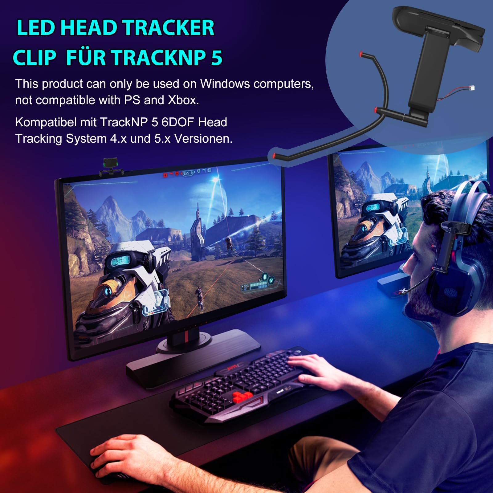 Wireless LED Clip TrackClip Pro Reflektor – Ihrer perfekte Ergänzung zum TrackNP/IR 5 6DOF Head Tracking System.