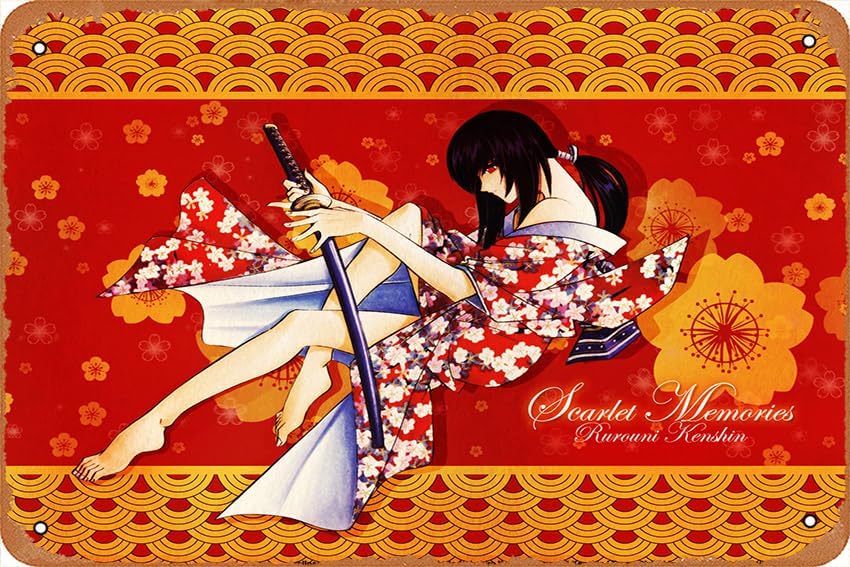 Rurouni Kenshin, Tomoe Yukishiro Anime Poster Home Wall Art Decoration Retro Metal Tin Sign 8x12 inch