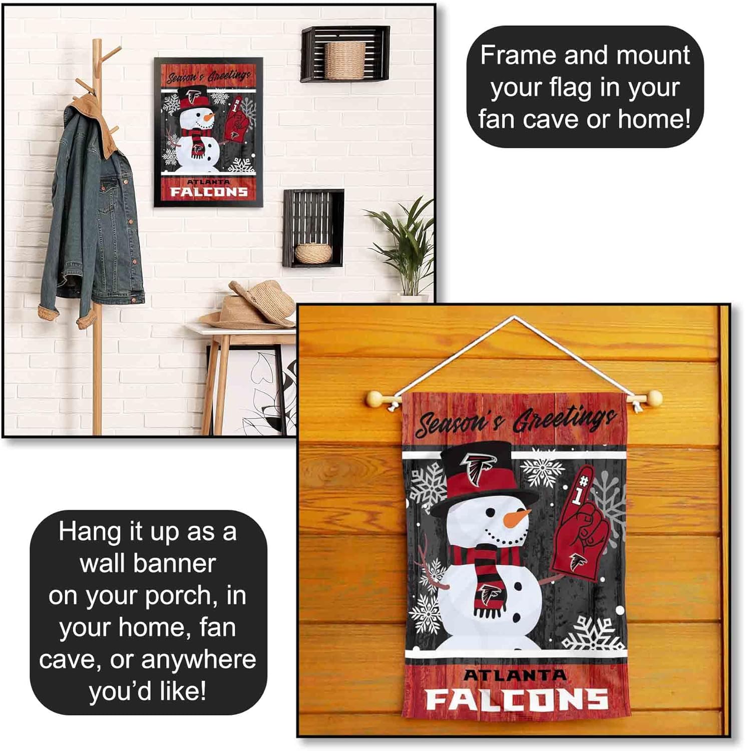 Atlanta Falcons Holiday Winter Snow Garden Flag Double Sided Banner - Image 5