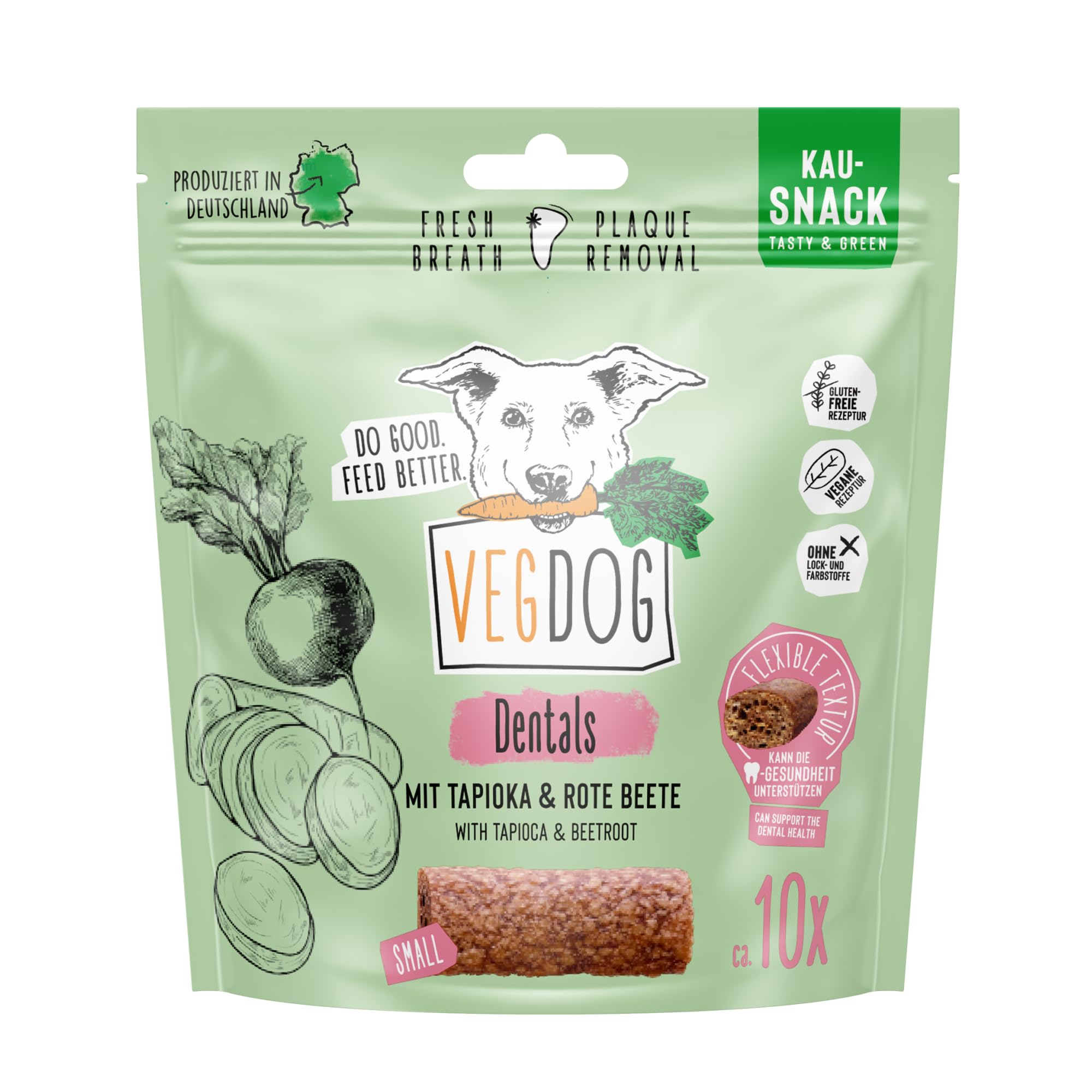 VEGDOG Dentals Bastoncini Masticabili Ipoallergenici per Cani (7 x 120 g) | Snack Povero di Grassi per Denti Sani | Cura Dentale per Allergici con Patate e Tapioca