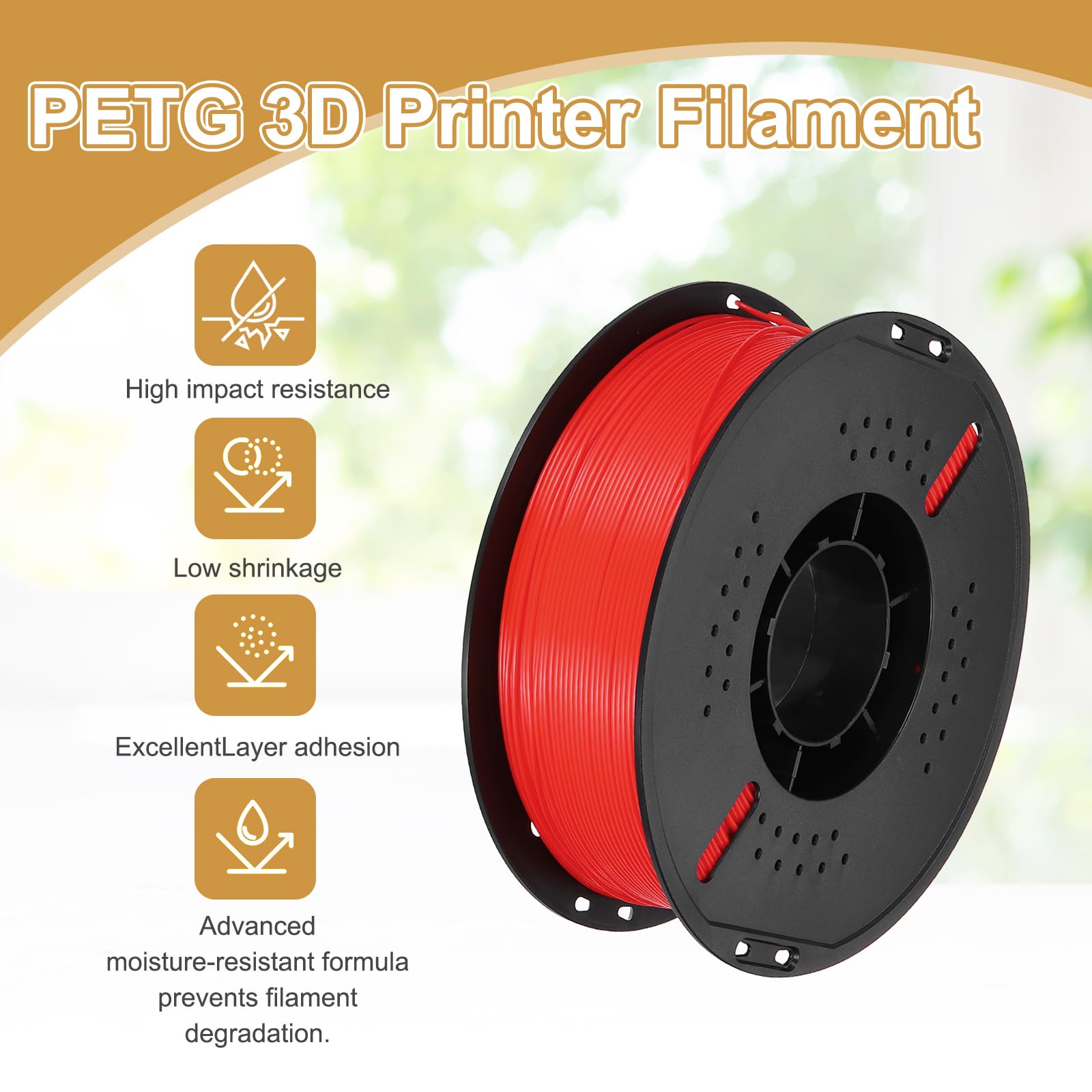 QUARKZMAN Filamento PETG Para Impresora 3D, 1.75mm 1KG Alta Precisión Resistente A La Humedad Super Tenacidad Filamento Brillante Rojo,Azul Para Impresoras 2 Pcs