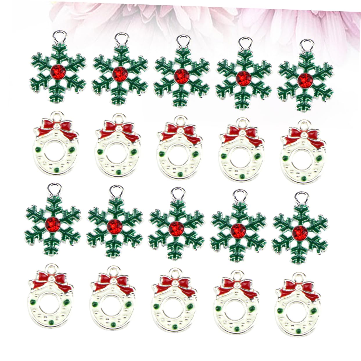 STOBOK 3 Set Di Ciondoli Natalizi Unici Ciondoli in Lega Per Kit Di Creazione Di Gioielli Ghirlande Con Fiocchi Di Neve 20 Pezzi*3