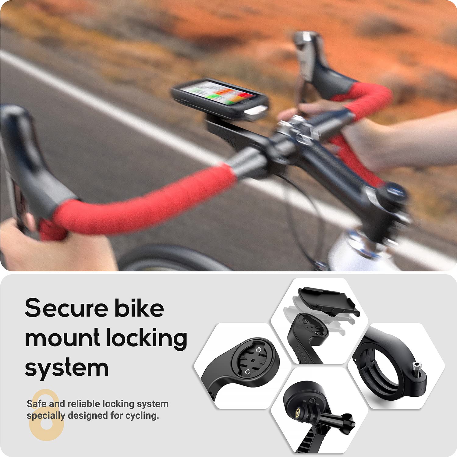 TUSITA Supporto Bici Anteriore Esteso Compatibile con Garmin Palmari Dispositivi, Edge GPS Computer - Manubrio da Ciclismo 25,4mm 31,8mm