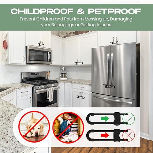 Miniatura 21 de Jetec 10 cerraduras de gabinete para bebés, cajones de prueba en forma de U, cerraduras de seguridad para niños, ajustables, fácil de usar, pestillo