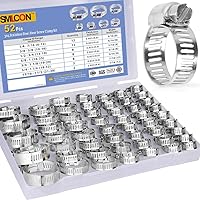 SMLCON 52-Pc 304 Stainless Steel Hose Clamp Kit, Adjustable 1/4"-1-1/2" Worm Gear Clamps for Automotive, Plumbing, Marine Use