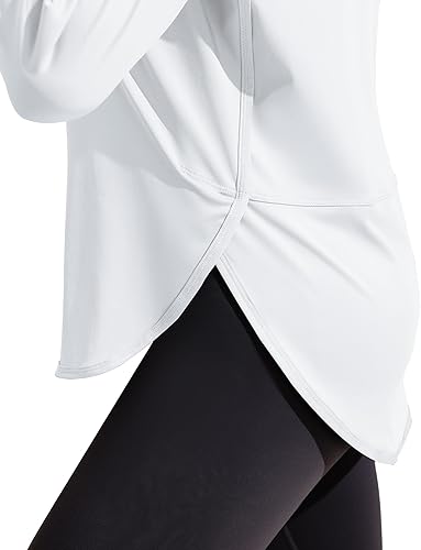 Miniatura 5 de PINSPARK Camisetas de entrenamiento de manga larga para mujer, cuello en V, atléticas, con agujeros para el pulgar, secado rápido, para gimnasio,