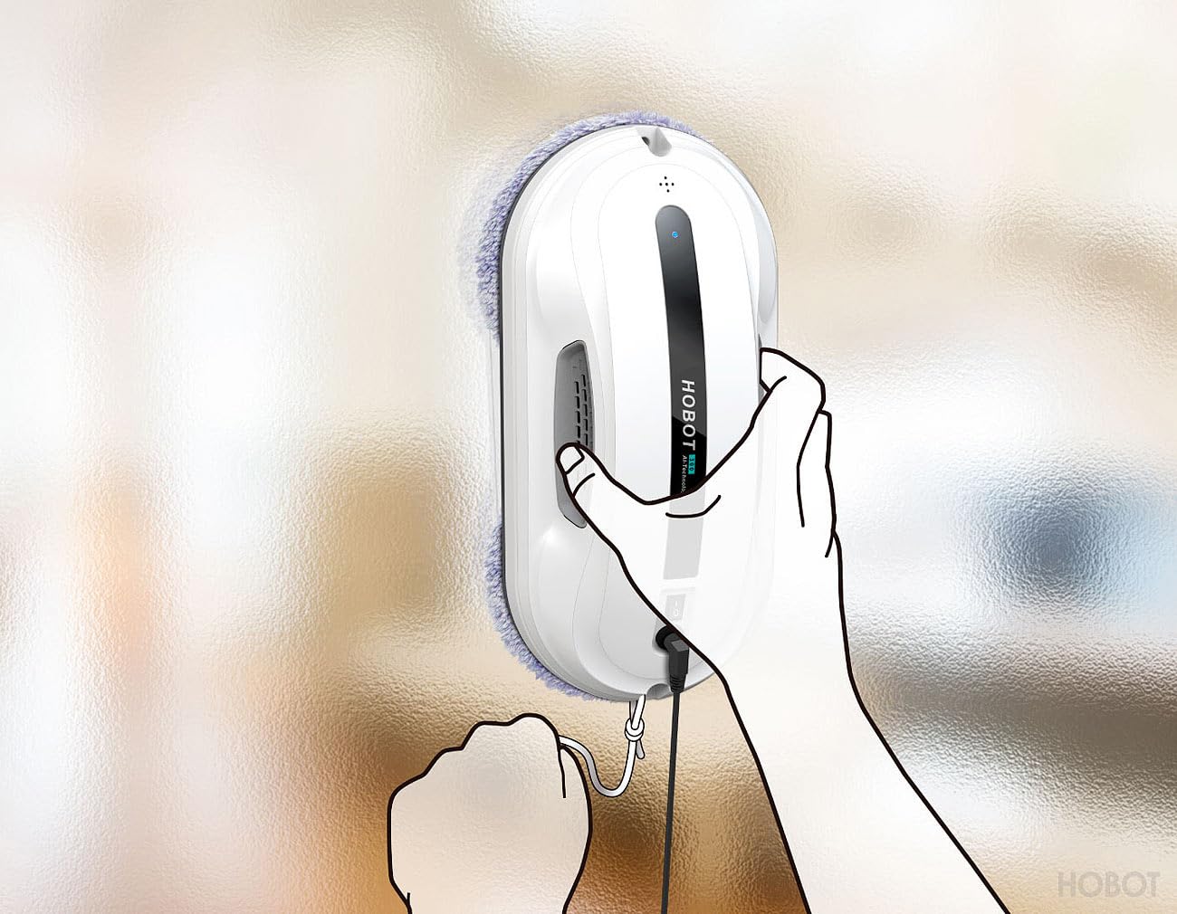 Sichler Haushaltsgeräte Fenstersauger: HOBOT-300 Fensterputz-Roboter mit Dual Wischer und Fernbedienung (Fensterputzroboter kabellos, Fensterputzroboter mit Wassertank, WC)