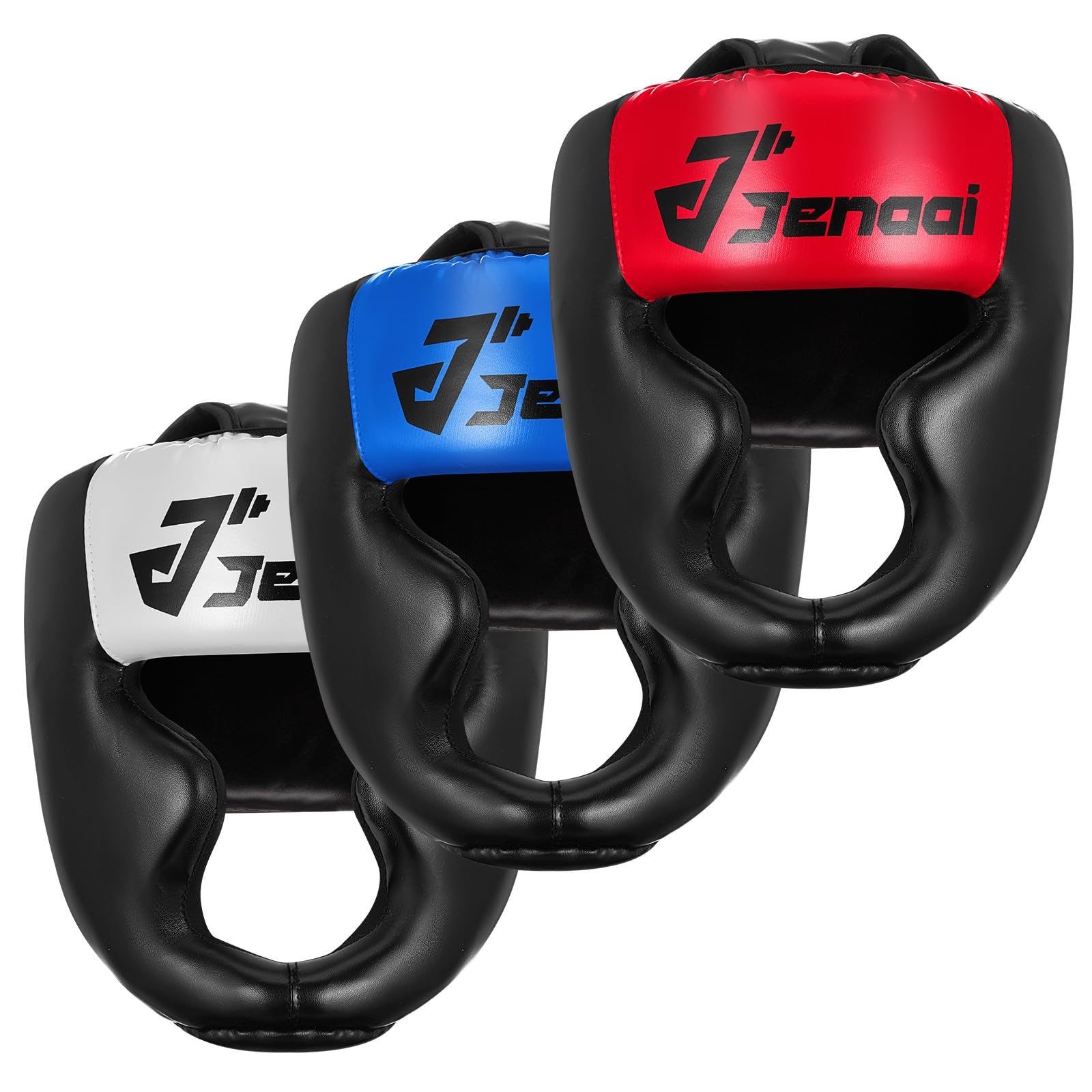 Jenaai 3 copricapi da boxe, regolabili, imbottiti, di sicurezza, per allenamento MMA, sparring, kickboxing, muay thai, arti marziali, karate, taekwondo, regalo per Natale, adulti, uomini e donne