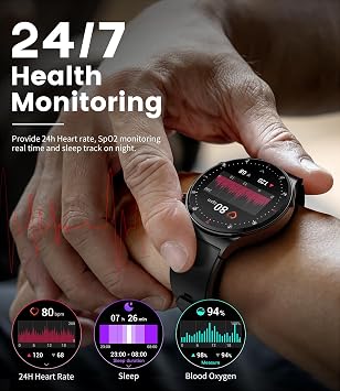 LIGE Akıllı Saat Erkek Bluetooth Telefon Aramaları 1,43'' AMOLED Daima Açık Ekran Erkek Akıllı Saat Android ve iOS 100+ Spor Aktivitesi Fitness Takipçisi Siyah Çelik Erkek Akıllı Saat Nabız Sağlık