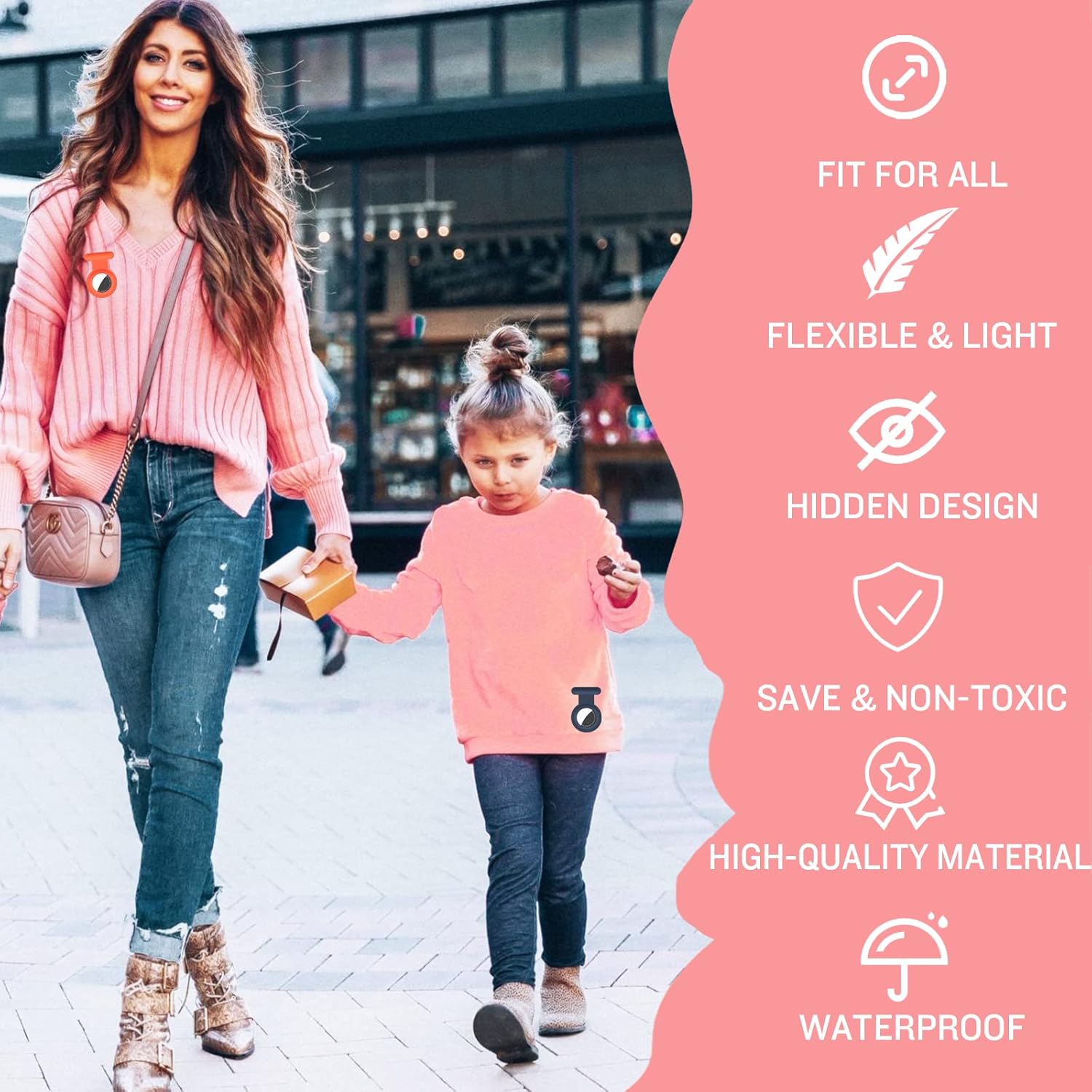 2 pack case for airtag holder hidden pin compatible with air tag gps tracker for kids silicone anti lost cover for airtag invisible brooch pins for