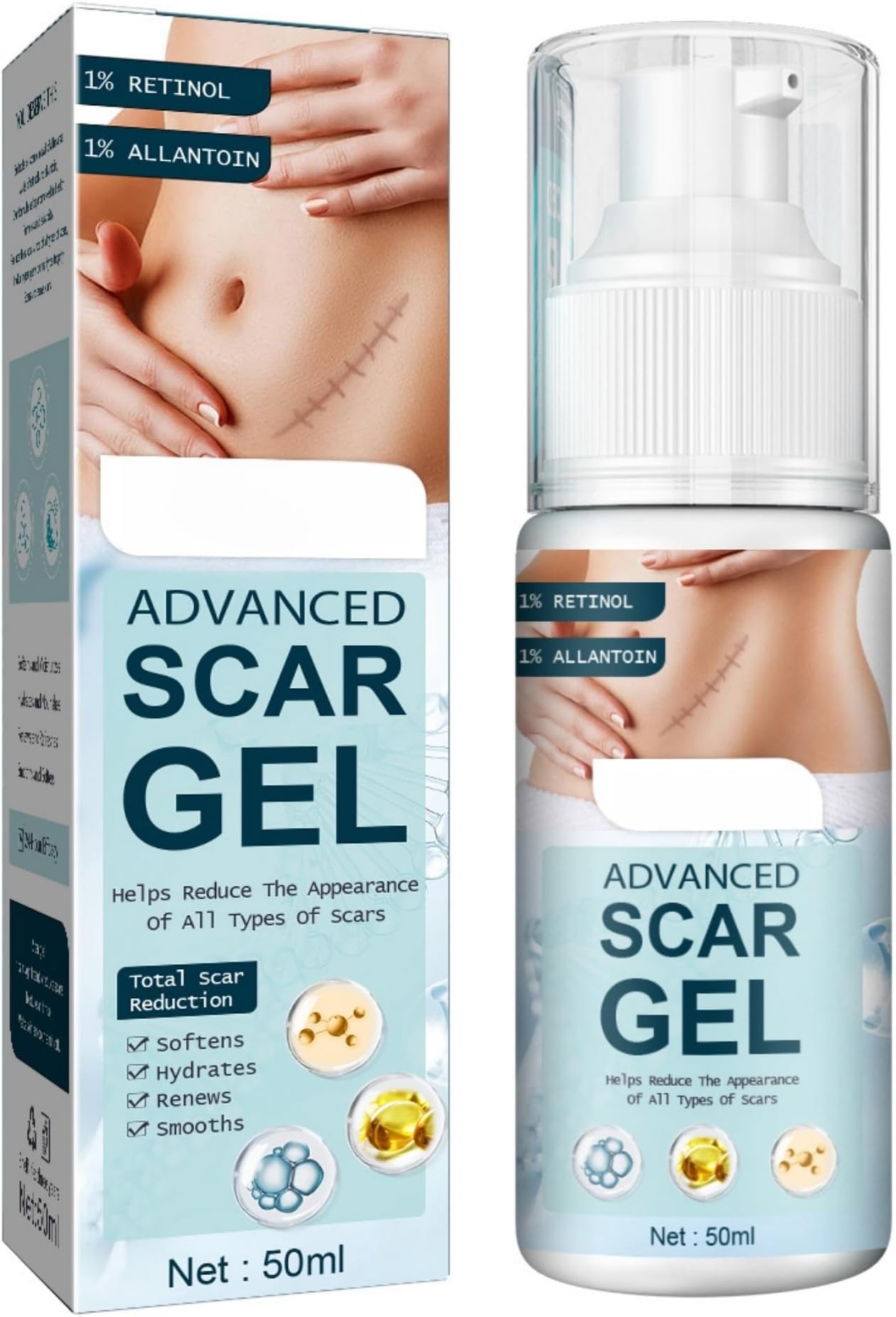 Fade Scar Gel 50ml Surgical Scars Skin Hyperplasia Burning Nursing Care Smoothing Scars Repairing Scars, Moisturizing & Hydrating Ingredients Soothe & Nurture Skin, Non-Greasy All Skin Types