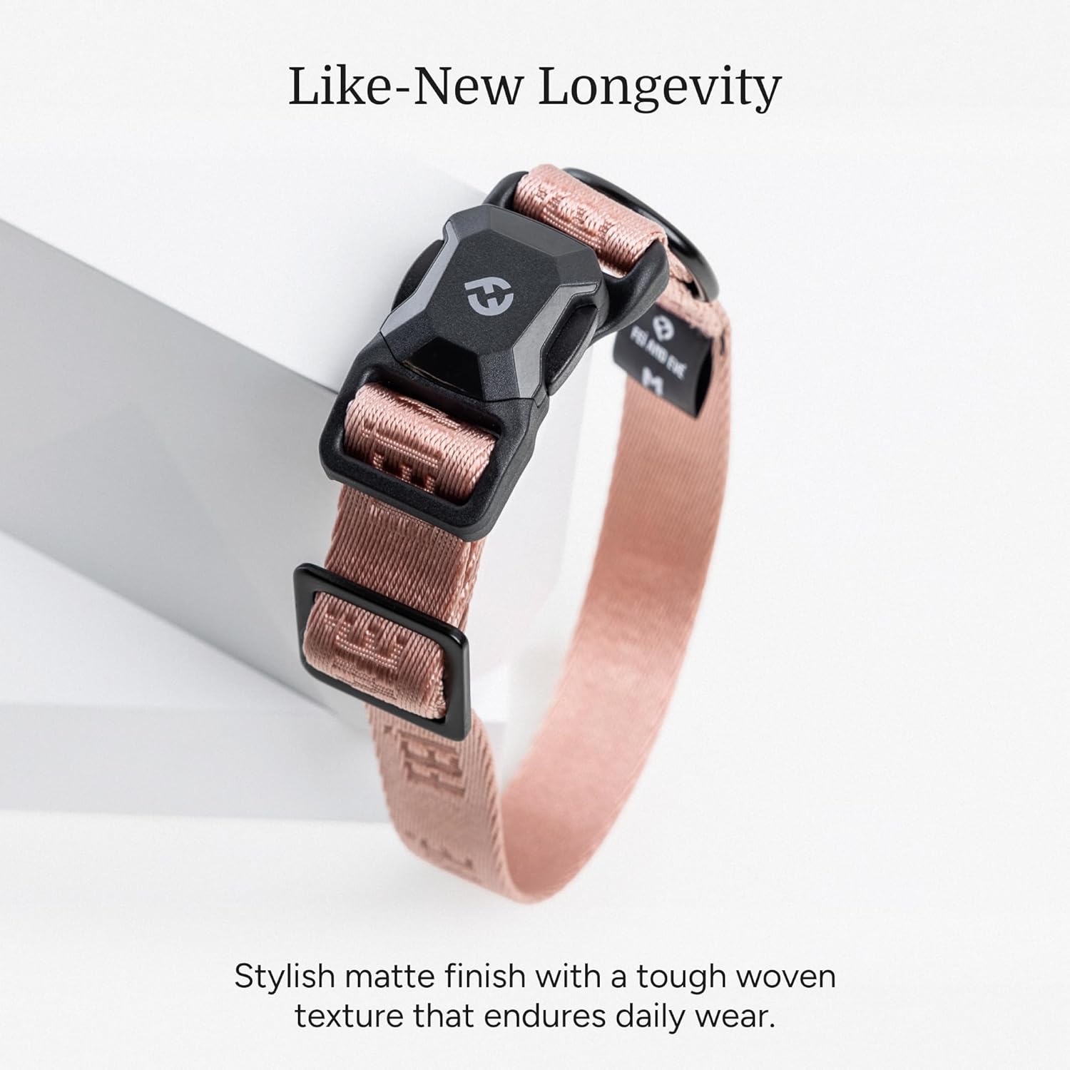 Fei & Eve MagEase Dog Collar - Patented Magnetic Buckles | Fur-Safe | Premium 210D Nylon | 450LB Escape-Proof | Adjustable Fit | Medium (Blush)