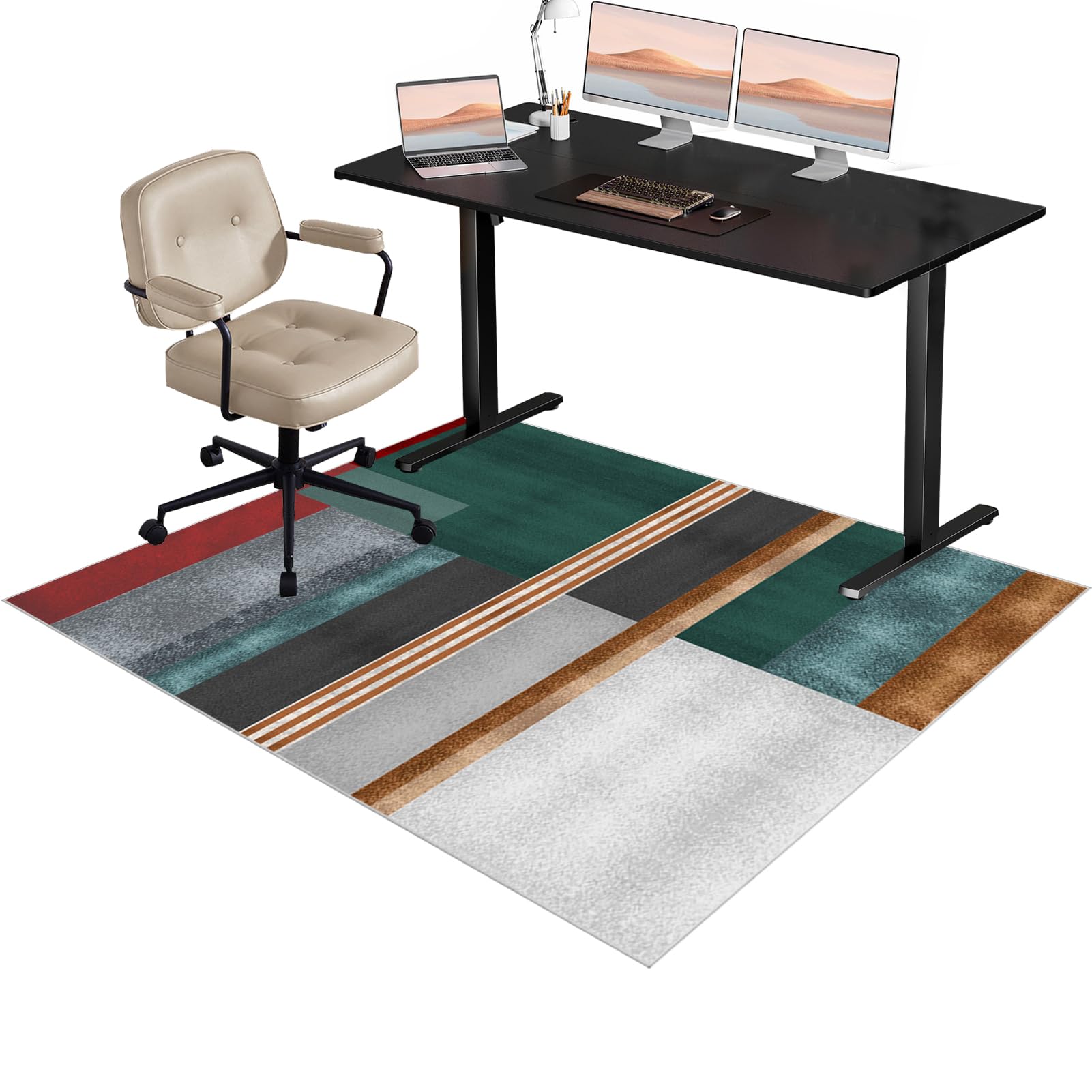 Office Gaming Chair Mat for Hardwood Floor, Non-Slip Floor Mat For Home Office Gaming Room, Office Chair Mat for Carpet Floors, Carpet Floor Protector 100 x 160 cm, Desk Chair Mat for Rolling Chair