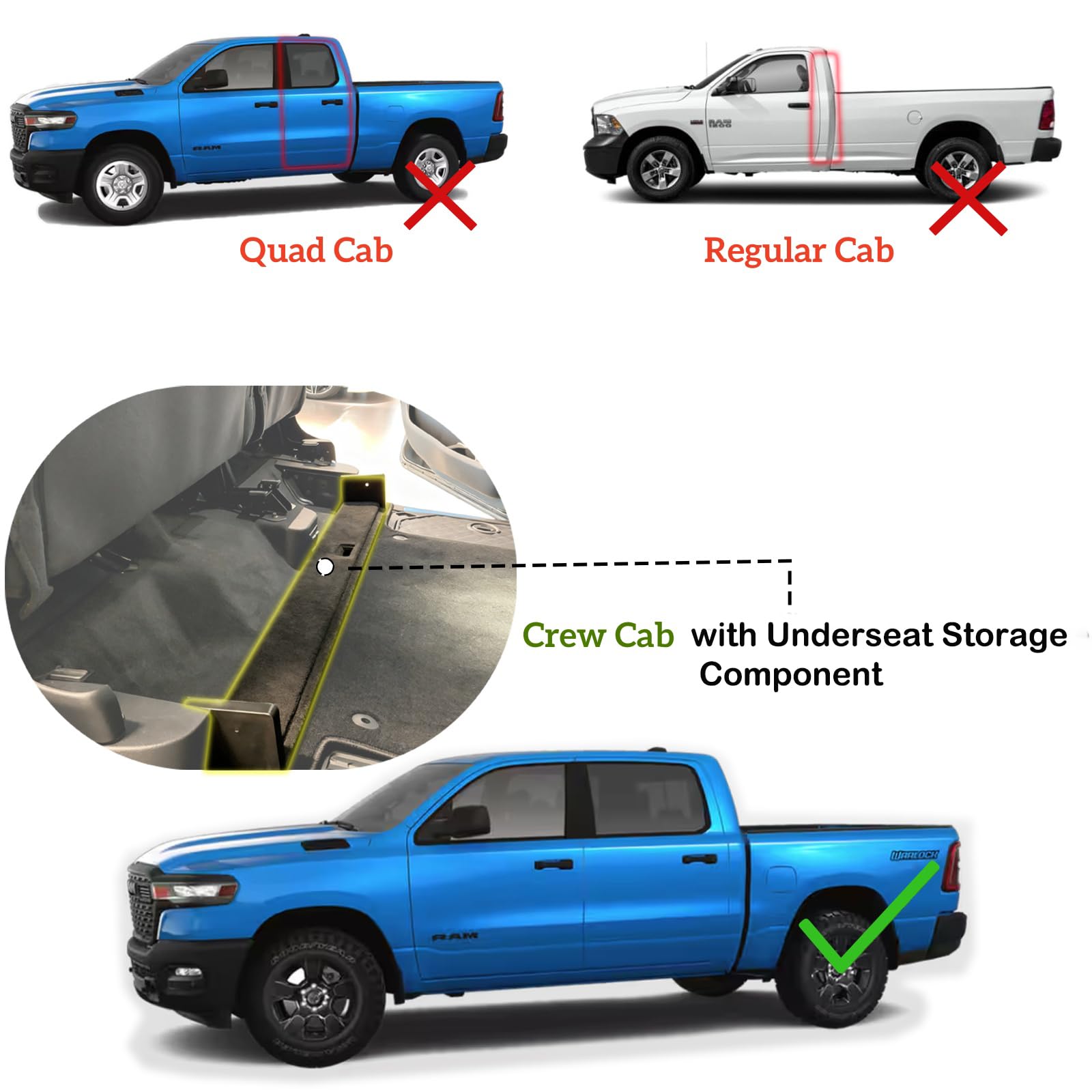 Open Box , VESUL Under Seat Storage For 2019-2025 Dodge Ram 1500 Crew Cab - View #8