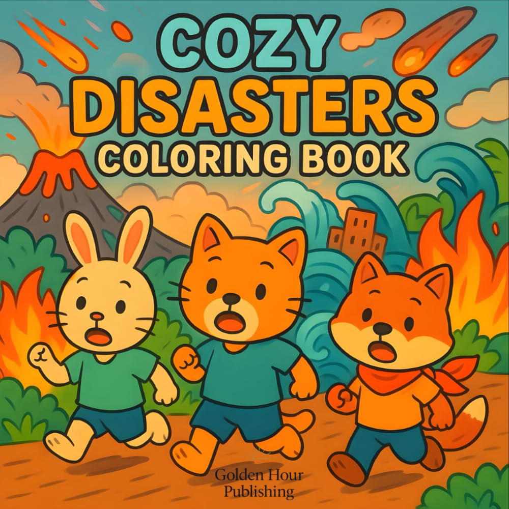 Cozy Disasters: A Fun, Easy, and Simple Coloring Book for Teens and Adults Who Love Cozy Chaos — Chaotic Adventures with Volcanoes, Meteors, UFOs, Floods, and More!