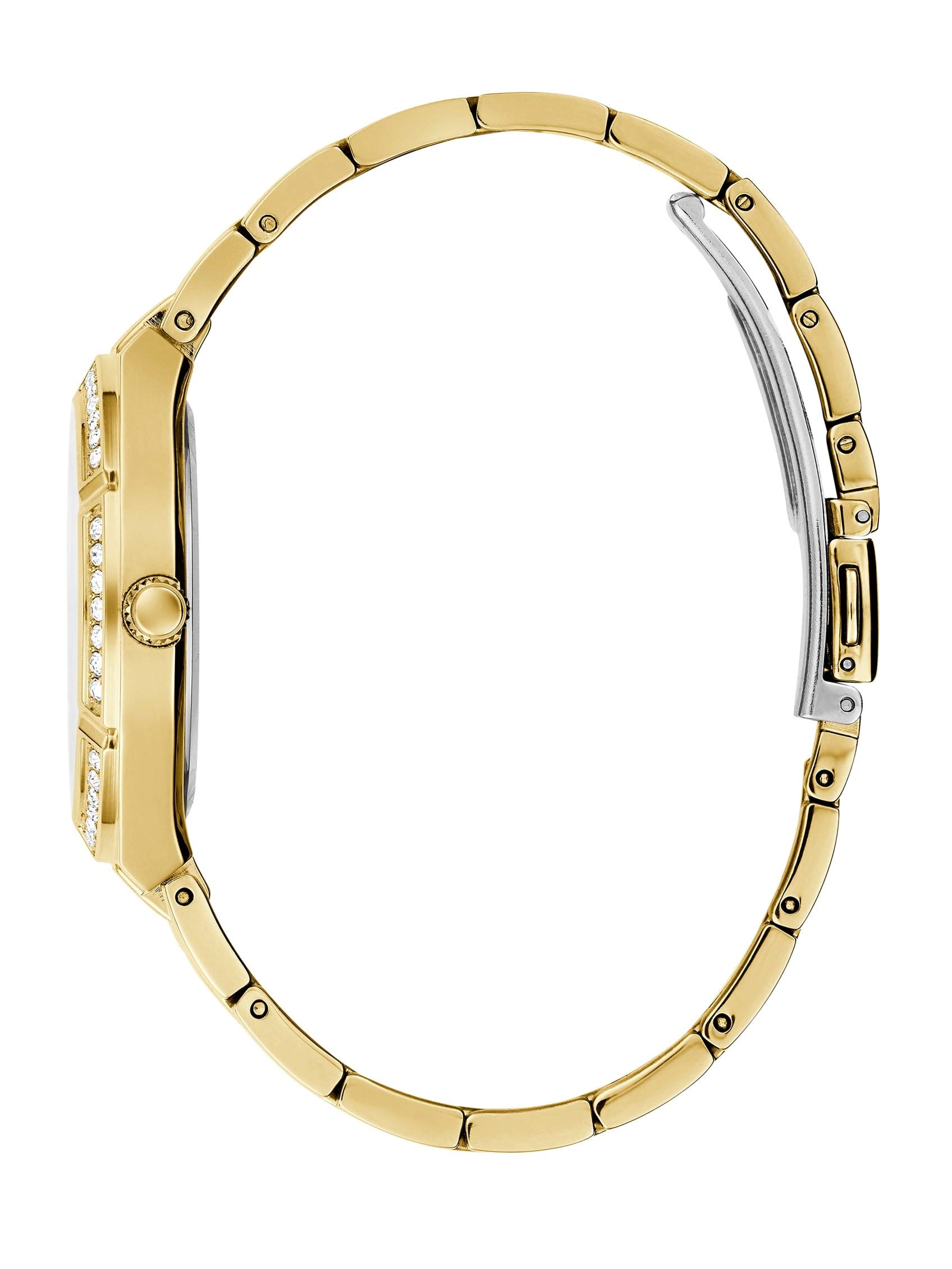 Guess Blaue und rotgoldfarbene Kristall-Silikonuhr