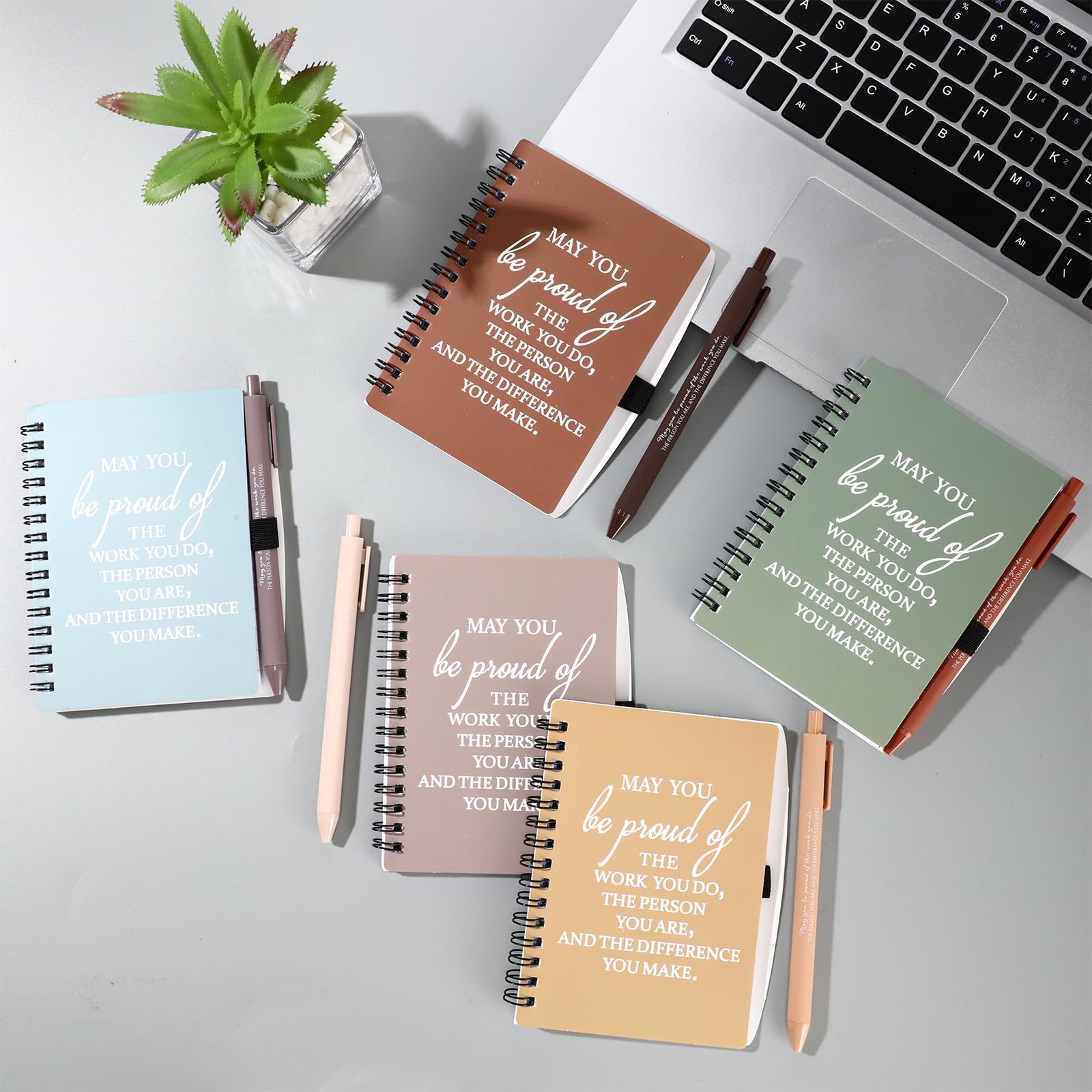 Honoson Set di 50 quaderni di apprezzamento per i dipendenti, con penna a sfera, mini quaderno a spirale ispirazione, regalo di ringraziamento per Natale, per dipendenti, colleghi, insegnanti (colori