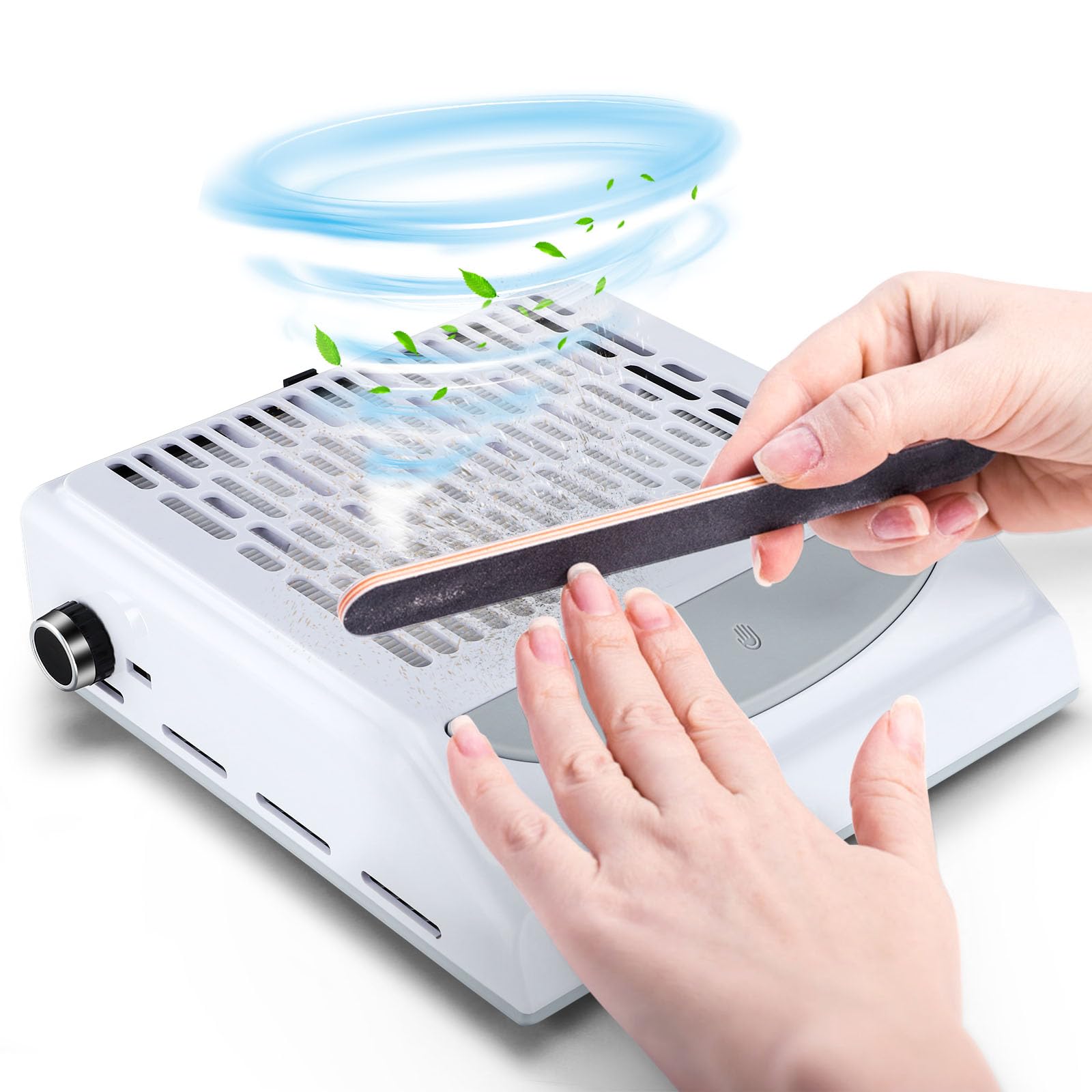 Aspiratore Unghie 100W,aspiratore unghie professionale,Vacuum Nail Speed Regolabile,Aspirapolvere per Manicure con Velocità Regolabile,Filtro Riutilizzabile e USB per Ricarica Smartphone