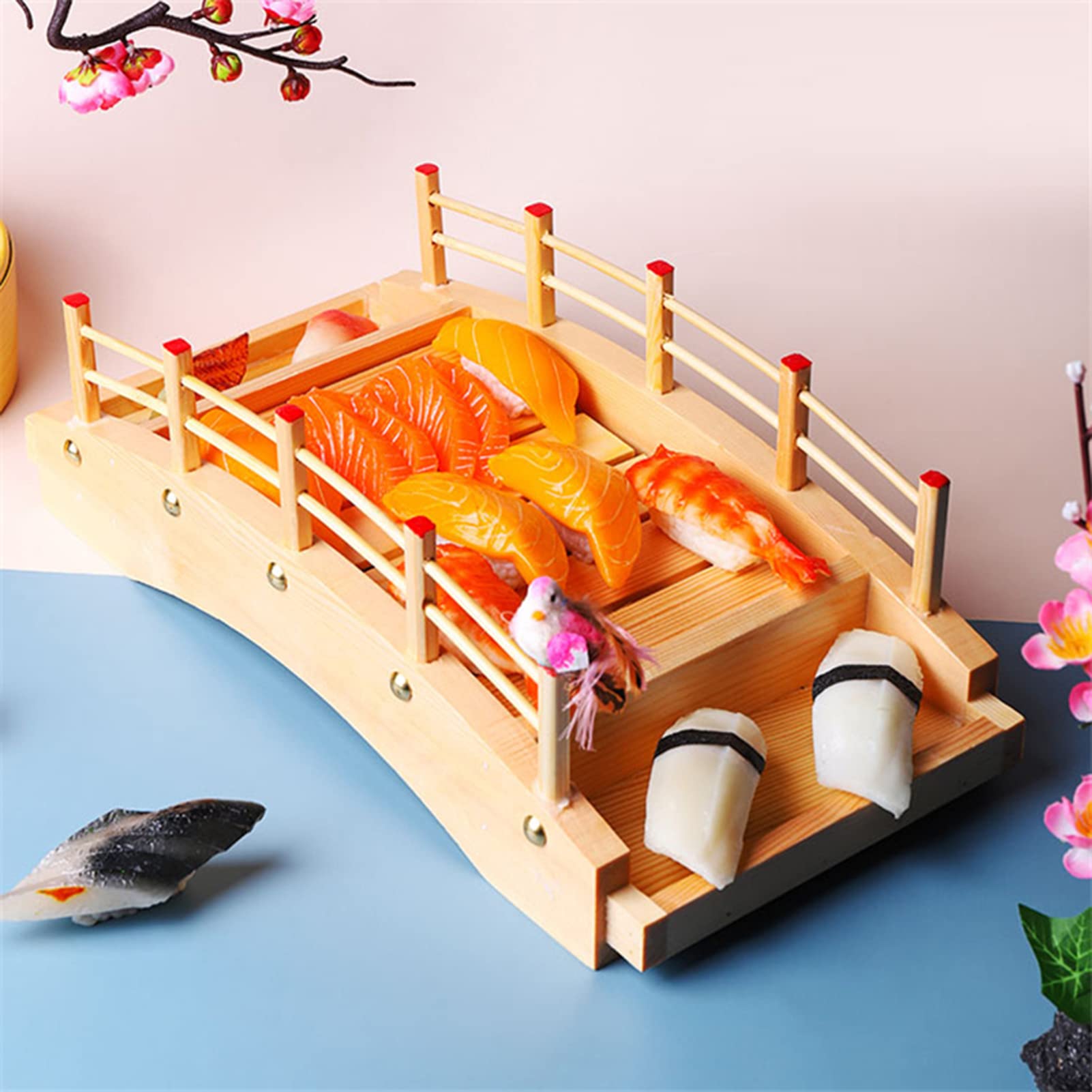 Japoński styl łuk do sushi mostek, taca do serwowania sushi Sashimi, kuchnia, ekspozytor na sushi zastawa stołowa dekoracyjna ozdoba, 38 cm