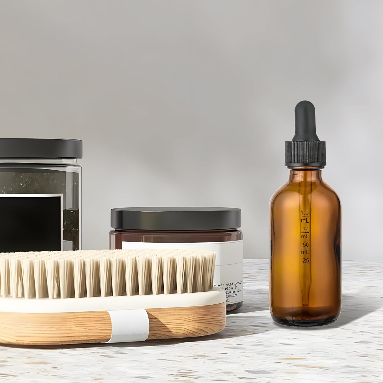 4PCS 2oz Clear Glass Dropper Bottles, Empty Leak-Proof Containers for Essential Oils, Beard Oils, Watercolor Paints & DIY Crafts