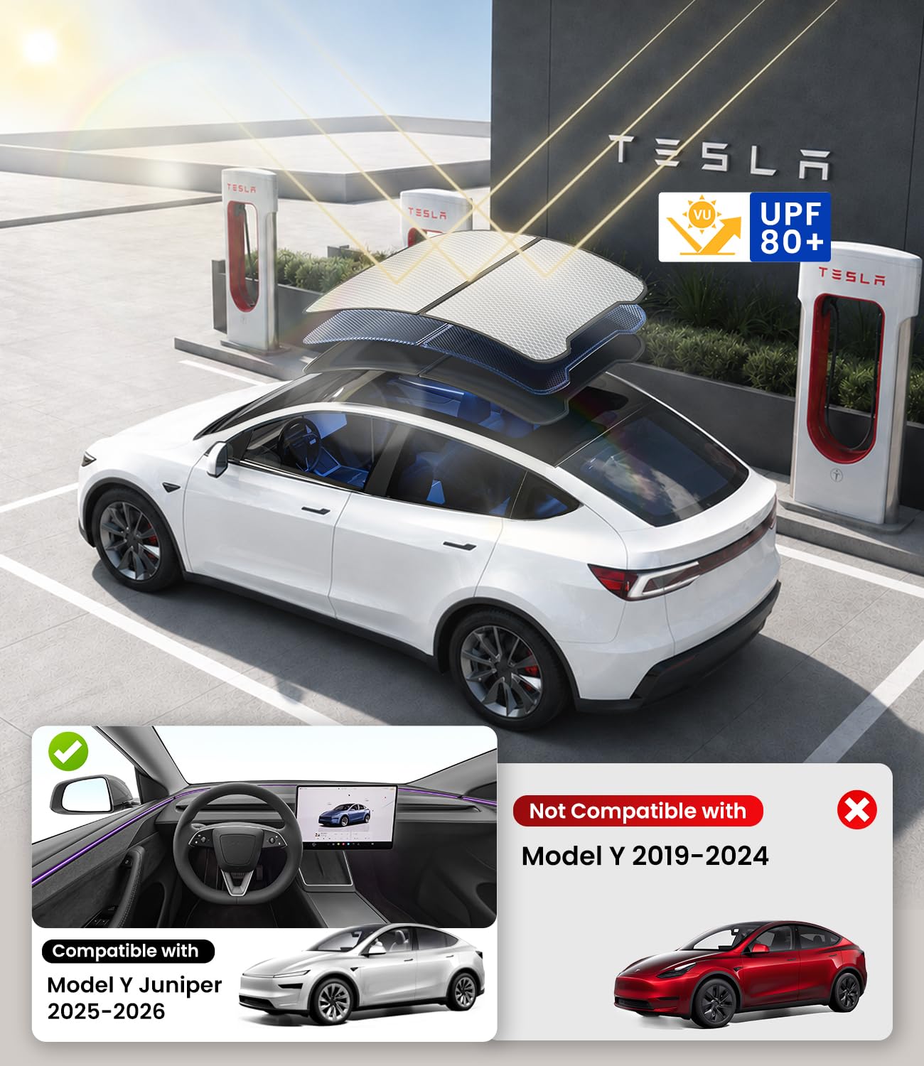Tesla純正 Model Y Juniper サンシェード Amazon.com: Zanch Upgraded Tesla Model Y Juniper Sunshade Roof