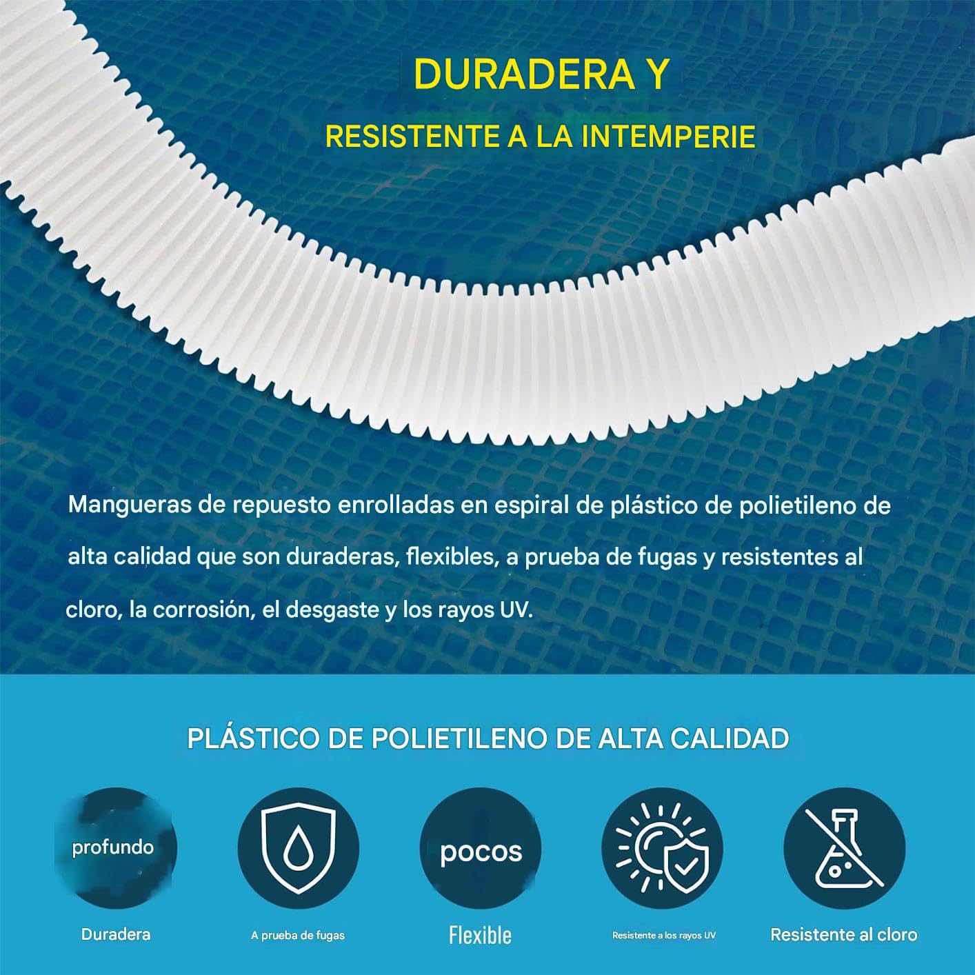 Tubo Pompa Piscina Connettore di Ricambio da 38 mm | Tubo Pompa 2 Pezzi per Piscine Fuori Terra Per Giardino E Cortile A Sabbia Con Acqua Salata Pulizia Fondo E Manutenzione