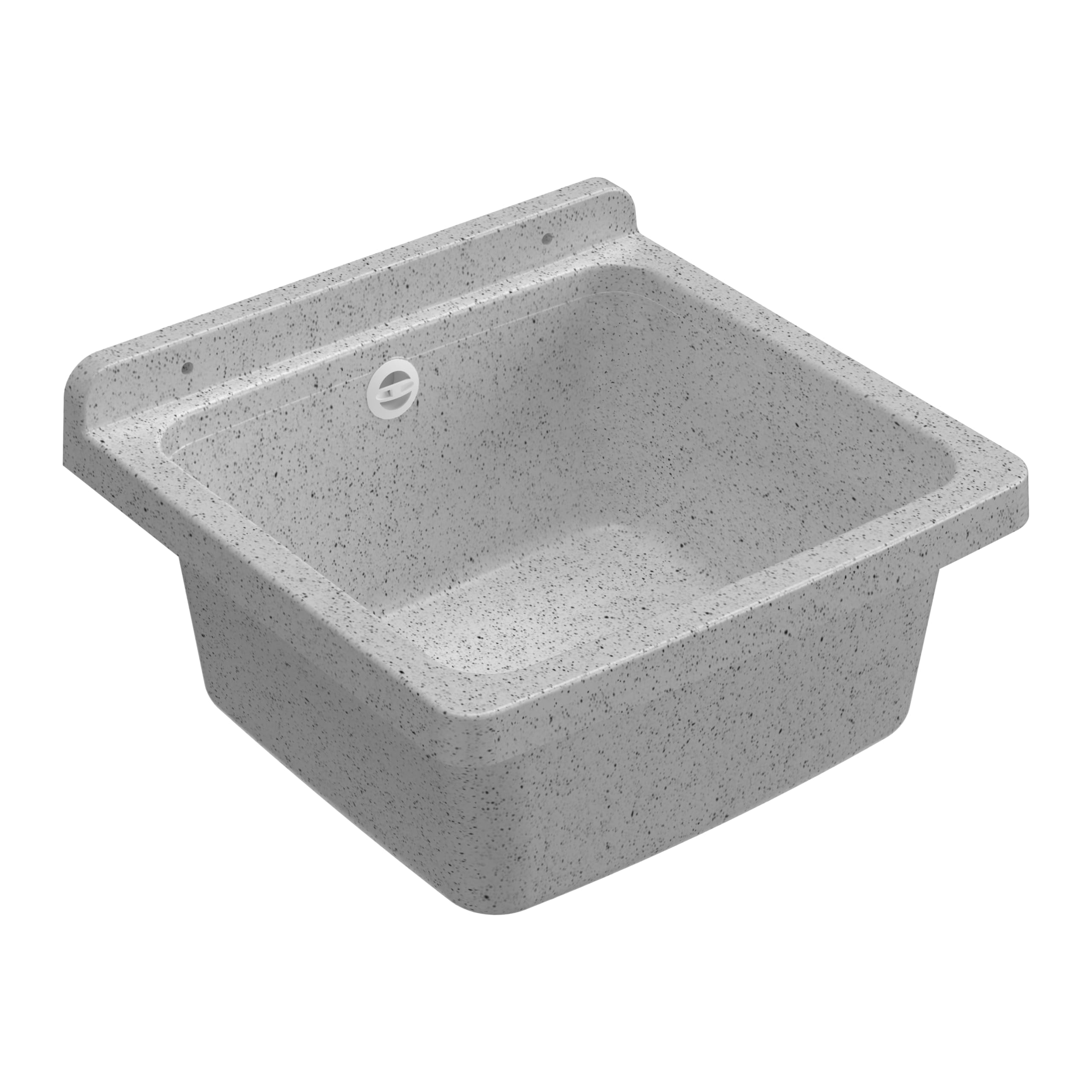Adventa PP Resin Bowl, Wall mounting, Compact, with Siphon and Waste, Resistant to Common Acid, Laundry, Garage, Outdoor, Granite Grey, L40x P40x H19 cm