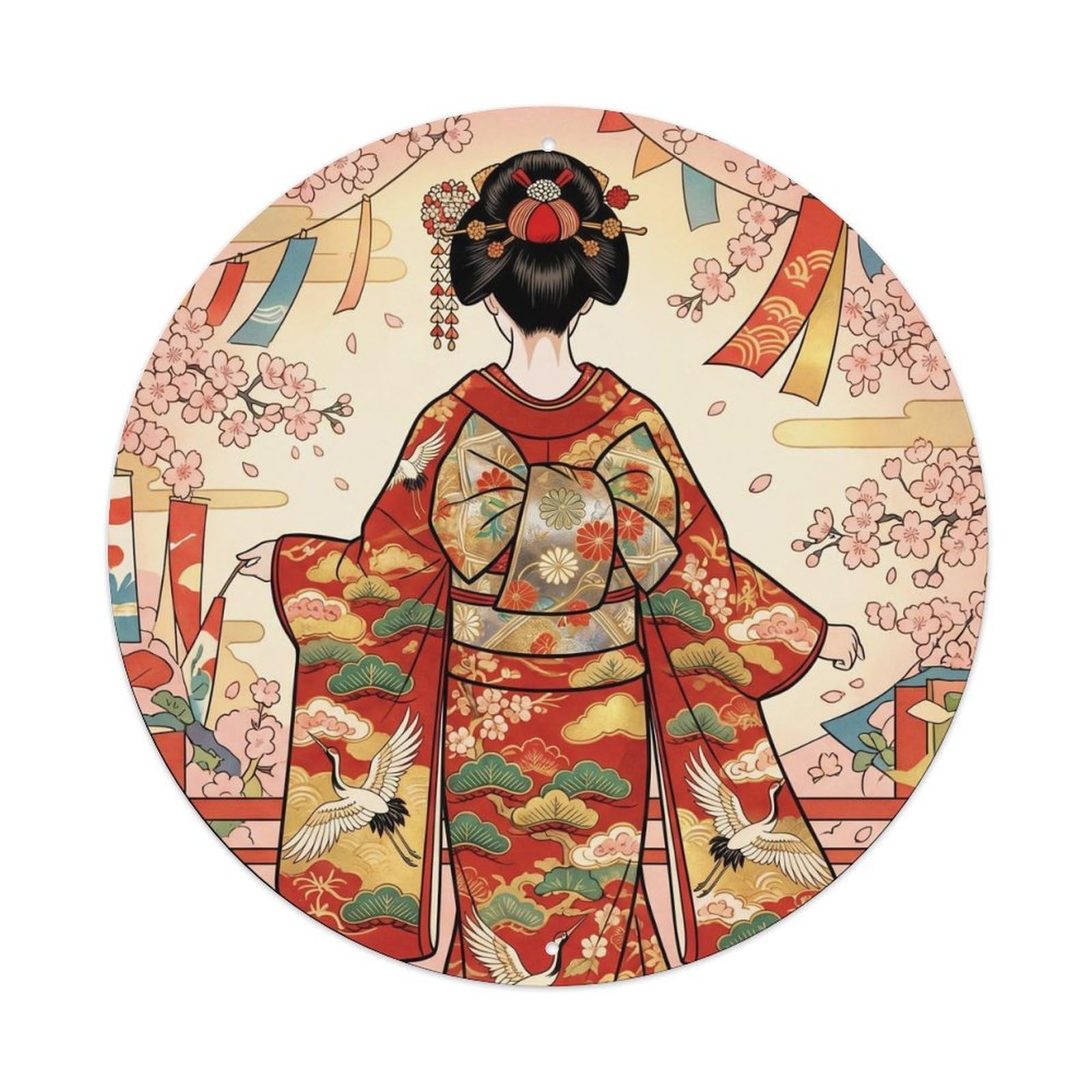 Galvaxio Style Japanese Kimono Woman In Wedding Uchikake Ceremonial Metal Tin Sign