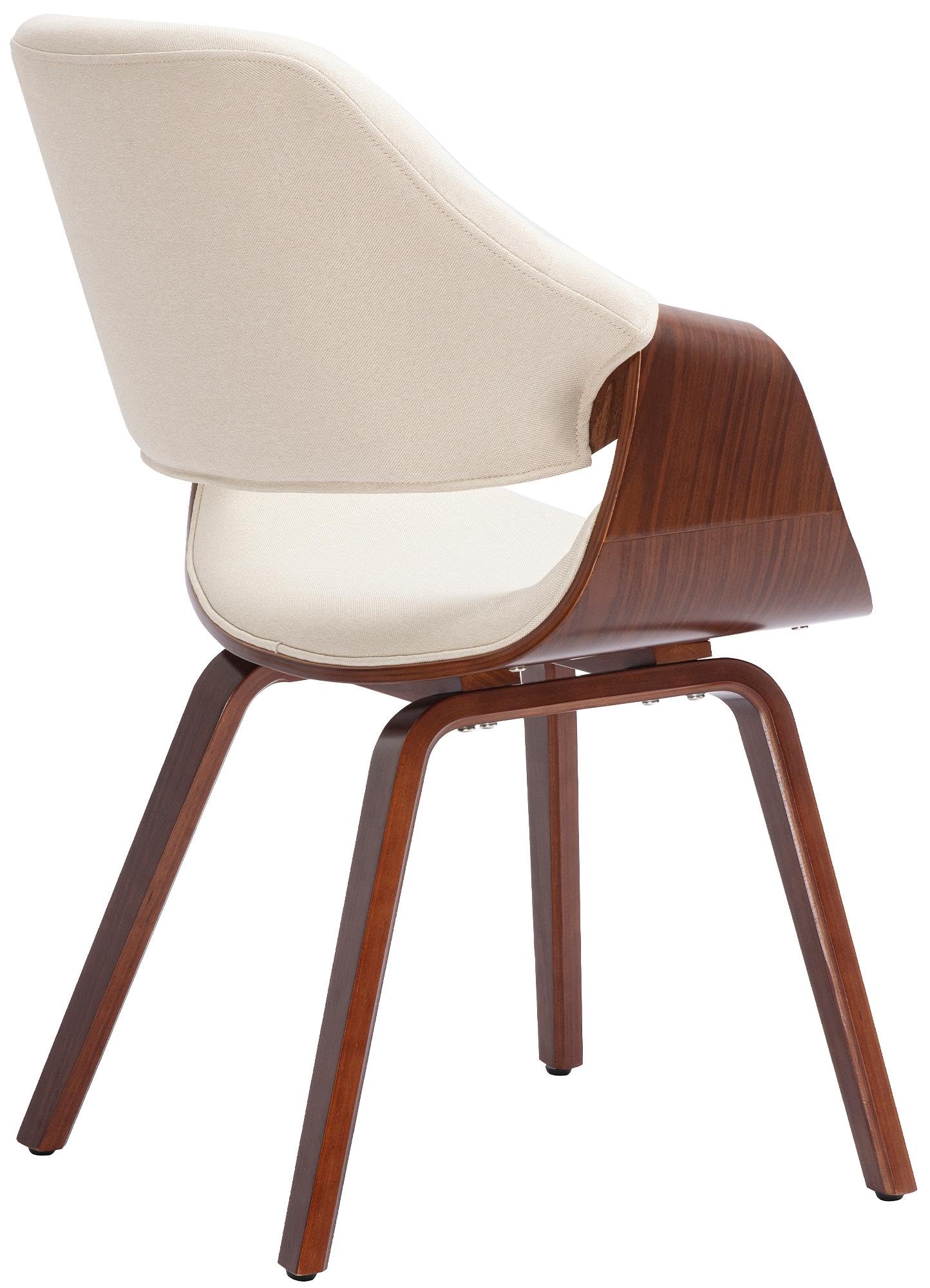 CLP Silla de Comedor tapizada con reposabrazos Maira, Silla ergonomica Estilo Nogal, Soporte hasta 150 kg Color:Nuez/Crema;Material:Tela