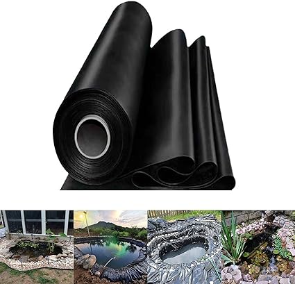 Image Heavy Duty Flexible Pond Liner, Black HDPE Garden Pool Bed Membrane, 2x2m 4x3m 6x6m, Fish Ponds Streams Fountains Reservoir Pond Skins (Size : 10x7m)