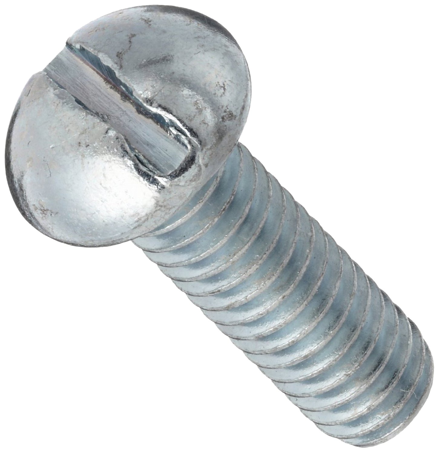 Steel Machine Screw, Zinc Plated Finish, Round Head, Slotted Drive, Meets ASME B18.6.3, 1-1/2" Length, Fully Threaded, #12-24 UNC Threads (Pack of 100)