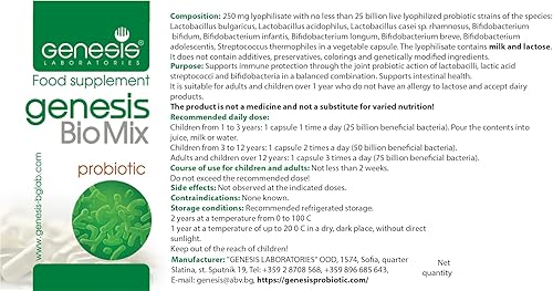 Miniatura 5 de Genesis Biomix Probiótico con Lactobacillus y Bifidobacterium Cepas 14 Cápsulas de 240 Mg- Paquete de Viaje