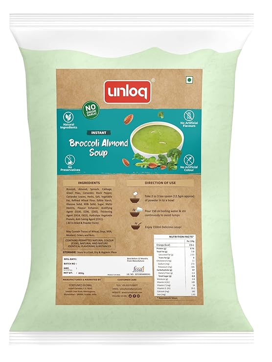 Instant Jain Broccoli Almond Soup Powder 850gm| Natural & Healthy Soup| High Protein & High Fiber| Low calorie & Weight Loss| Immunity booster| No Onion Garlic
