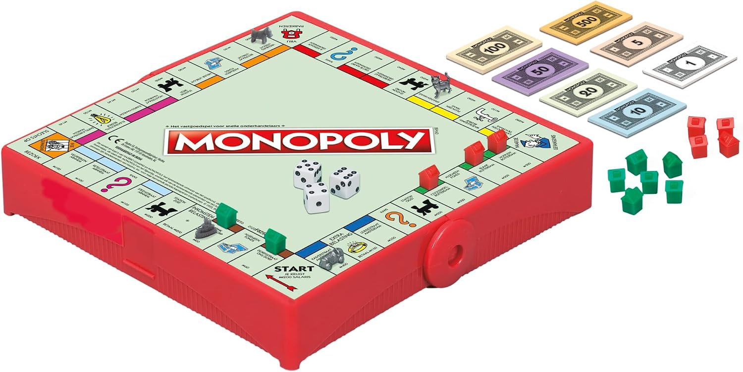 Monopoly Travel Edition, Portable 2-4 Player Game, Travel Game for Children from 8 Years Old (Dutch Version)