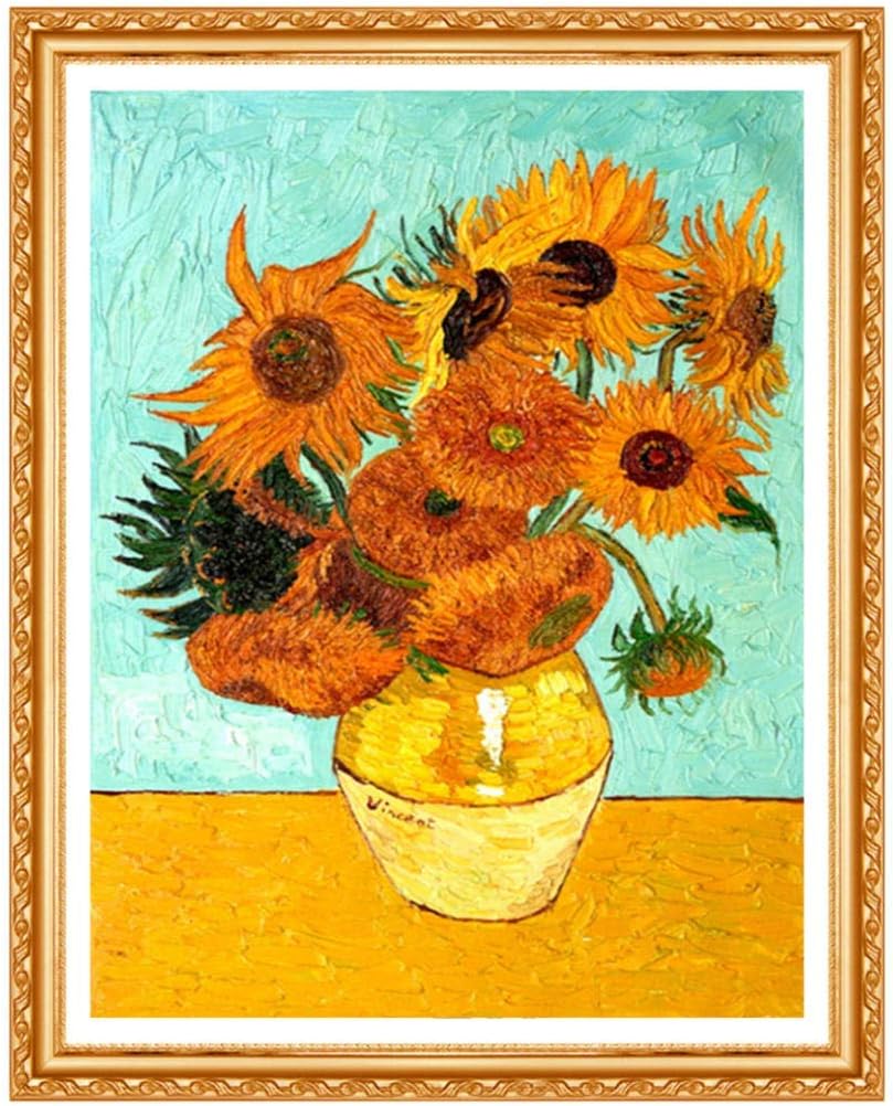 装飾画 ラインストーン手芸ダイヤモンド刺繍手作りギフトヴァンゴッホのひまわり40x30cmのダイヤモンドの花の写真 リビングルーム ベッドルーム オフィス 家庭用インテリア Cafe Du Jardin Com