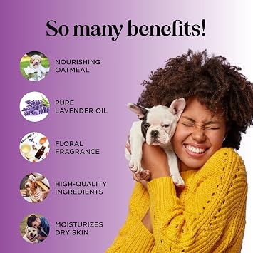 Moisturizing Oatmeal Dog Shampoo for Dry Skin - Calming Lavender Dog Shampoo with Aloe Colloidal Oatmeal and Jojoba Oil for Clean Coat & Skin Relief - Sulfate Paraben Phthalate & Dye Free (8 Fl Oz)
