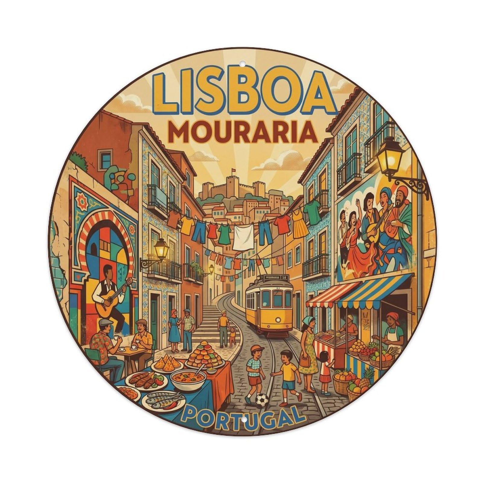 Olhnbad Style Portugal Lisboa Mouraria District Portuguese Heritage Metal Tin Sign