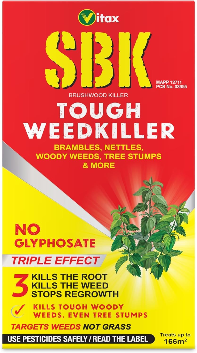 Vitax SBK Brushwood Killer Tough Weedkiller Concentrate – Kills Weeds Down to the Roots, Ideal for Brambles, Nettles, Dock, Woody Weeds, Tree Stumps & Hardwood (500ml)
