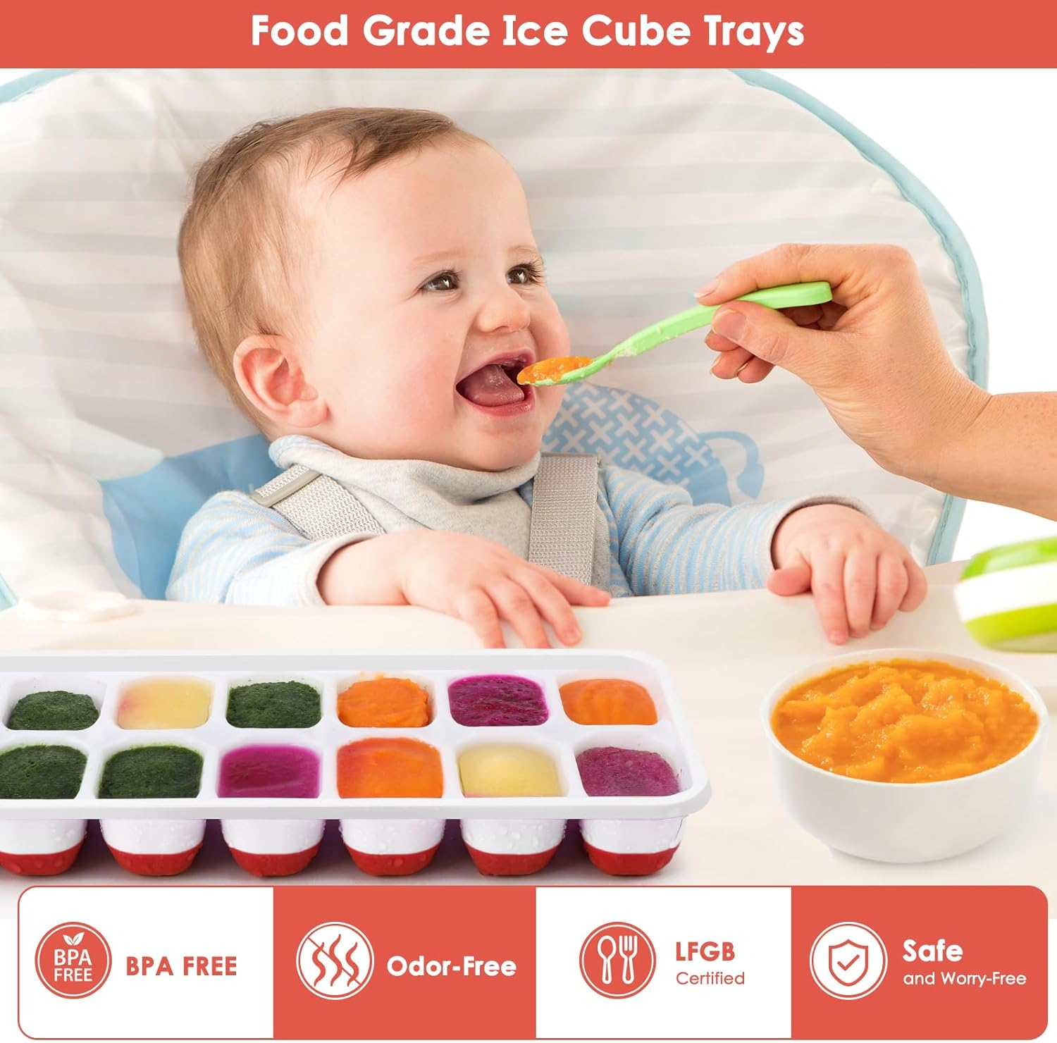 Ice Trays for Freezer, 56 pcs Easy-Release Silicone Ice Cube Trays for freezer with Spill-Resistant Removable Lid, BPA Free, 4 Pack Stackable & Durable Ice Cube Tray Mold for Freezer, Cocktail, Coffee
