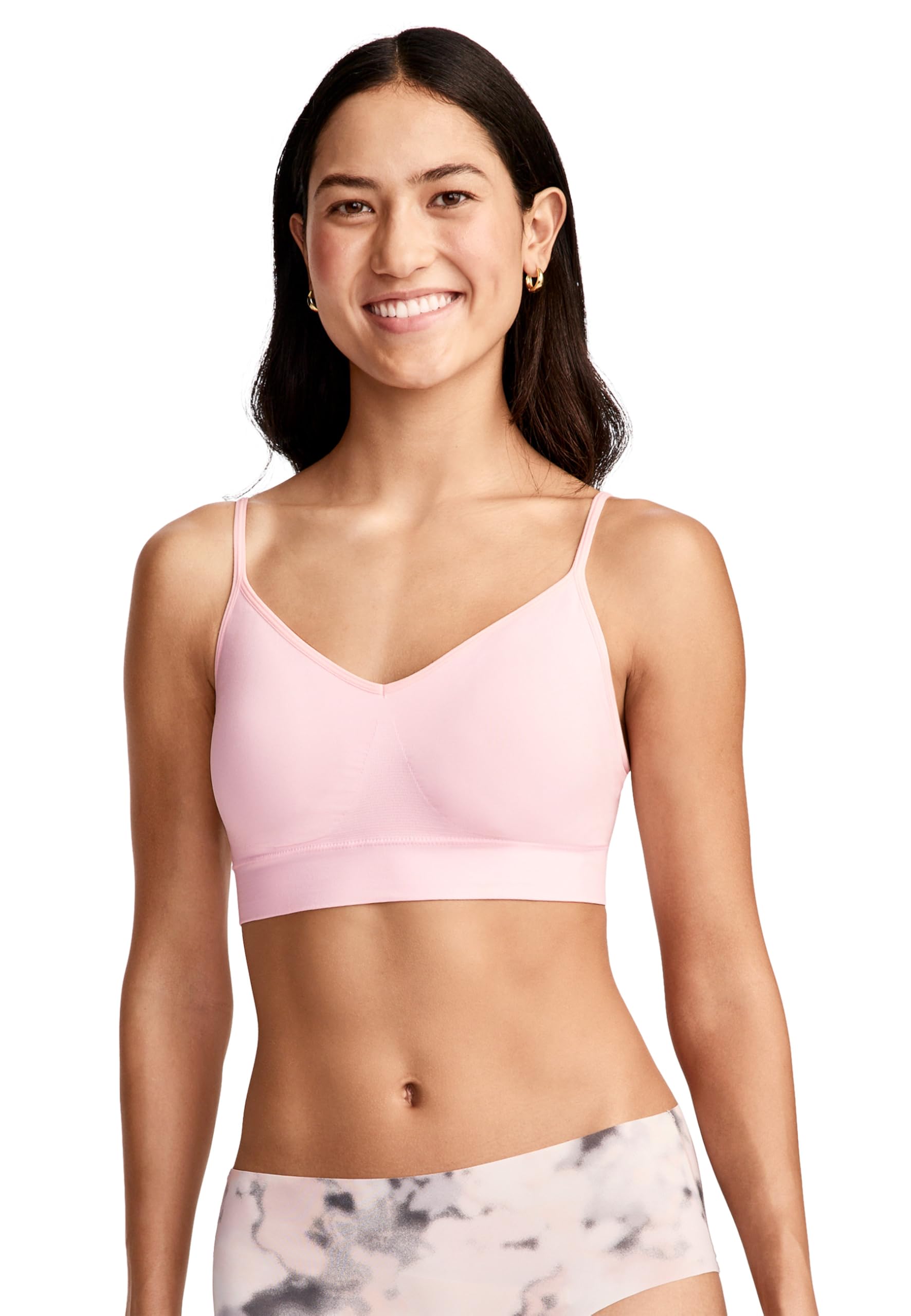 Jockey Women's Pink Shadow Seamfree Stretch Cami Strap Bralette, L