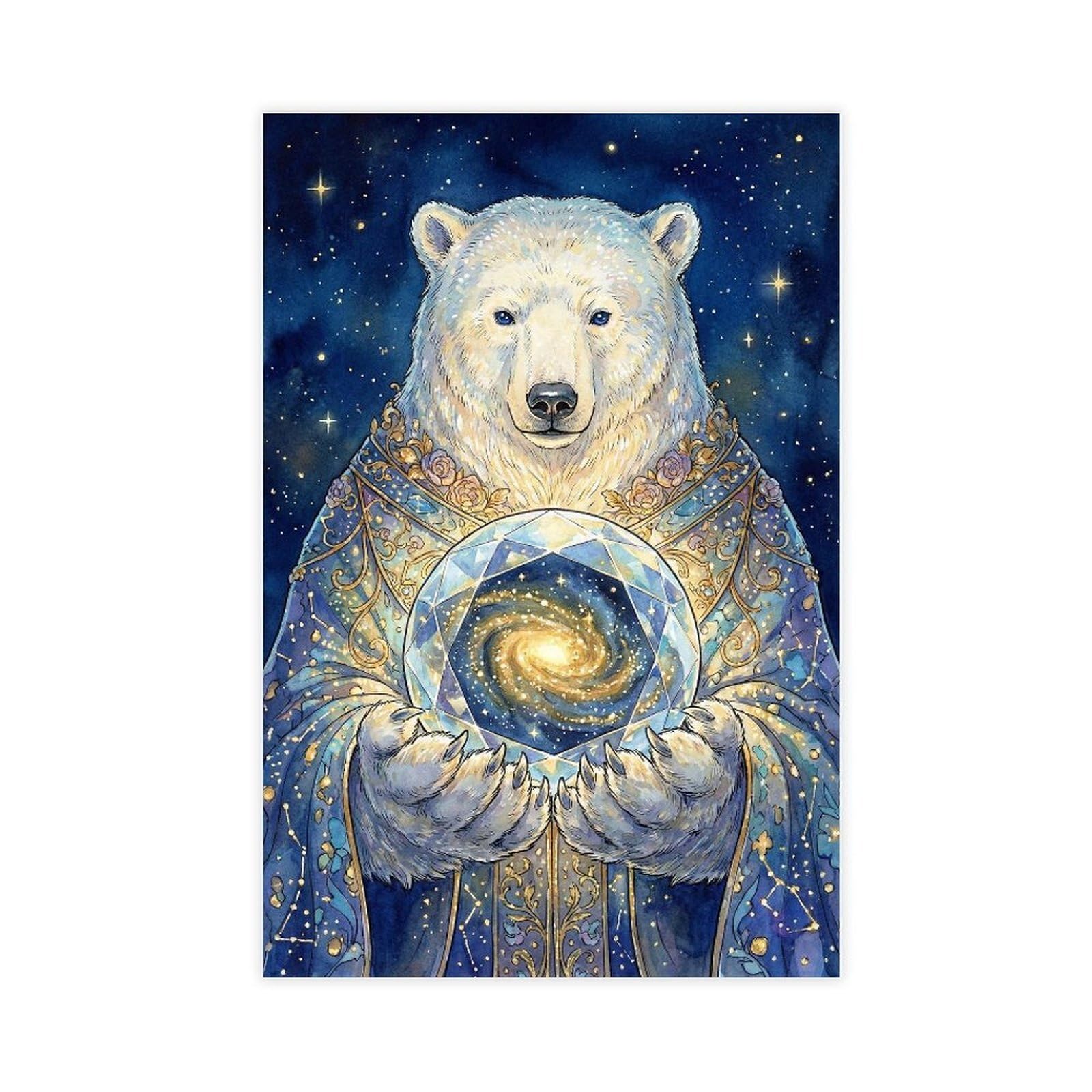 Ywtjax Unframe-Style Celestial Polar Bear Poster Canvas Poster For Dorm Room Decor Gift