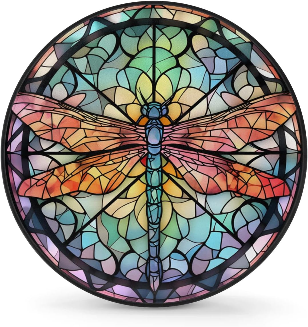 Spare Tire Cover for RV Trailer, Glass Dragonfly Pattern Tire Covers Universal Fit for Travel Trailer Camper Jeep RV SUV Truck Waterproof Wheel Cover (17 inch for Diameter 31” - 33”),A-789